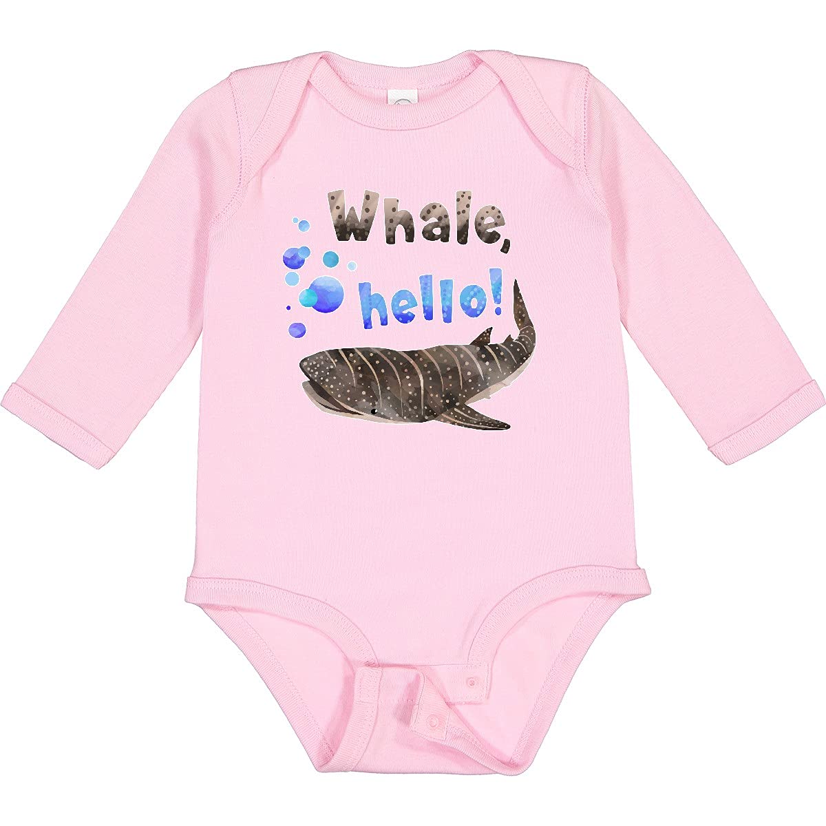 Inktastic Whale Hello Cute Whale Shark with Bubbles Baby Long Sleeve Bodysuit - Adorable Ocean-Themed Outfit for Newborns & Infants - Perfect for Beach Trips, Photo Shoots & Everyday Wear