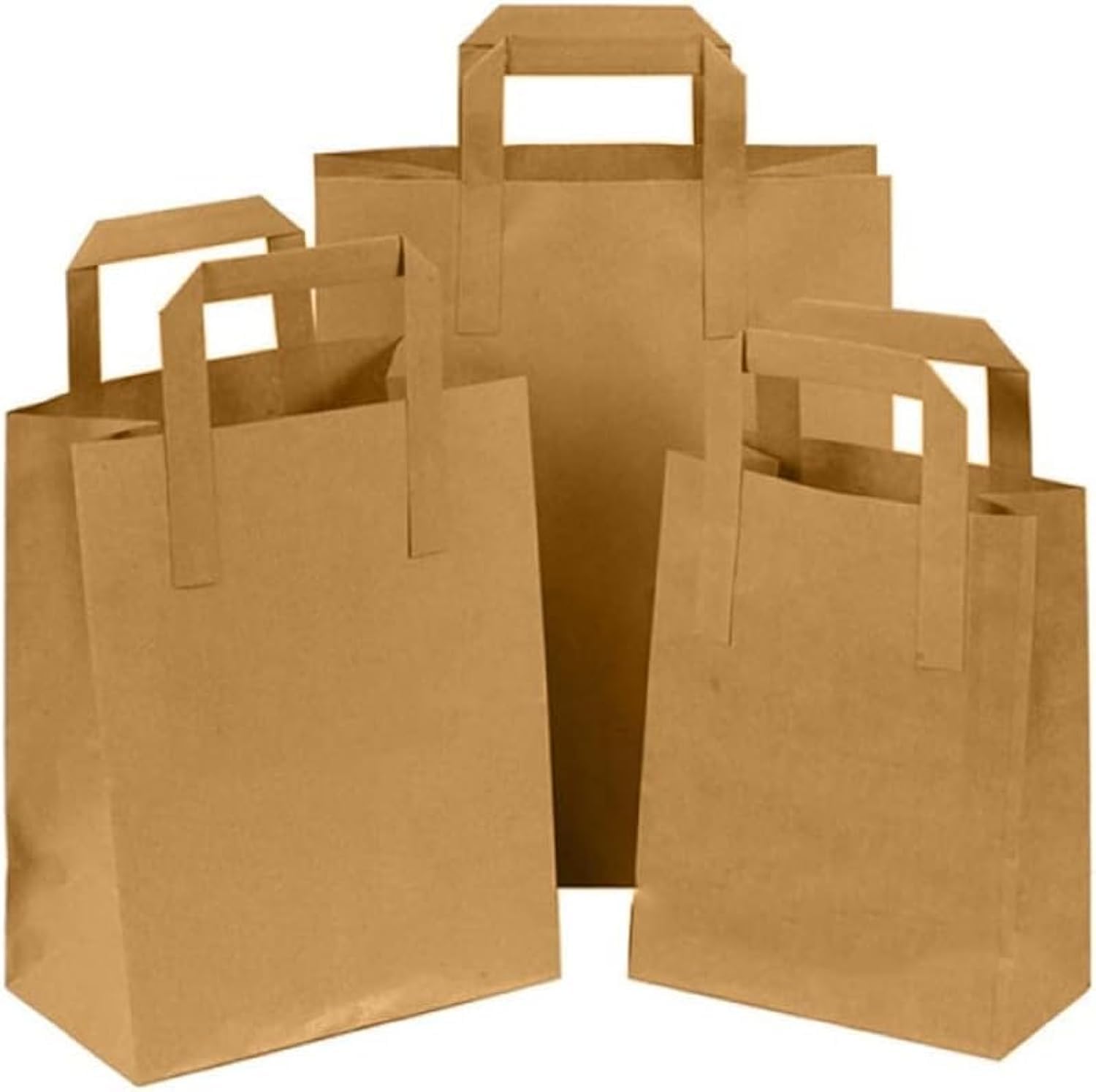 50 Small Brown Paper Bags with Handles 7x9x3.5