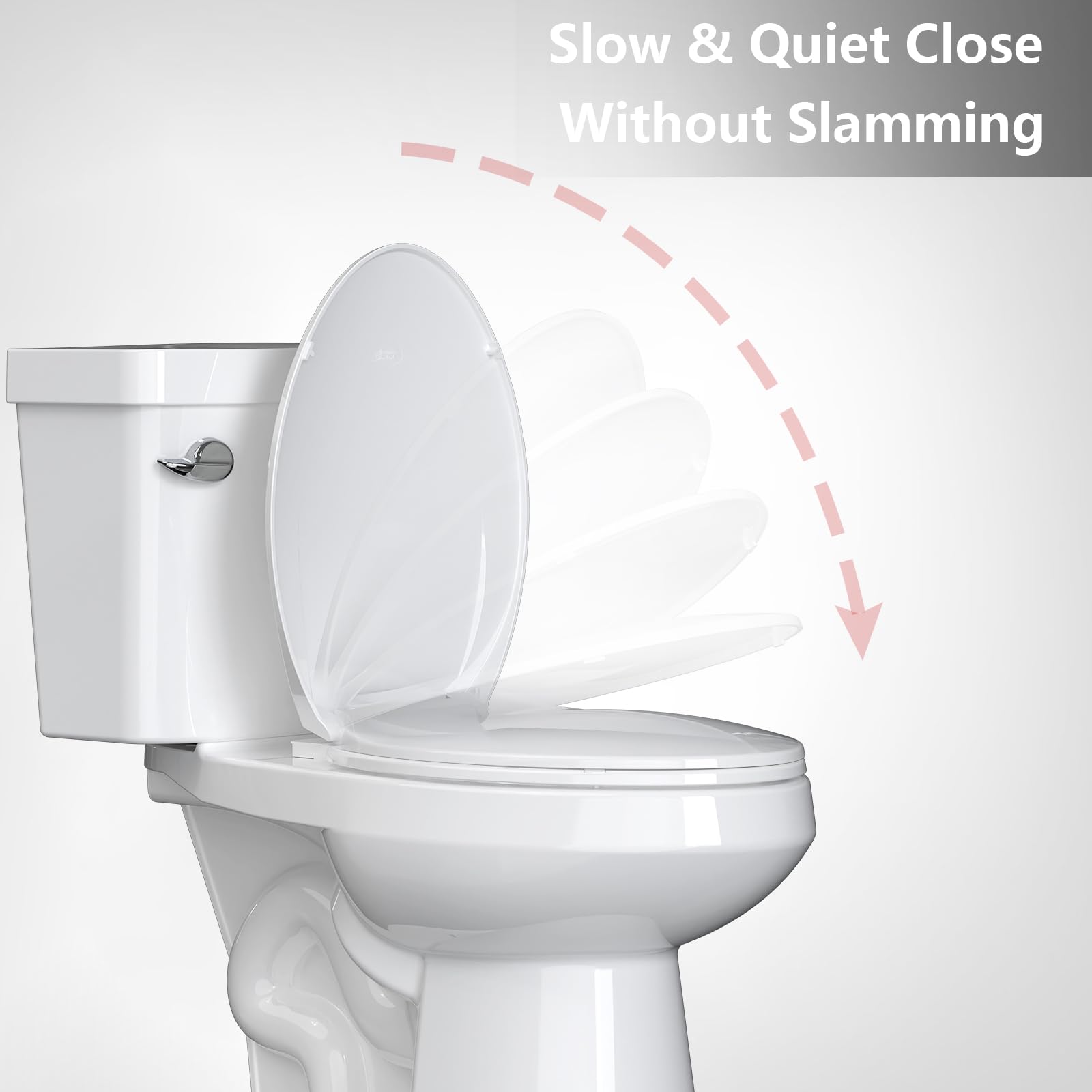 Elongated Toilet Seat with Quick-Release Hinges - Soft Close, No-Slip Design, Easy Installation & Cleaning - Fits Most Elongated Toilets (White) - Perfect for Modern Bathrooms, Guest Rooms & High-Traffic Homes