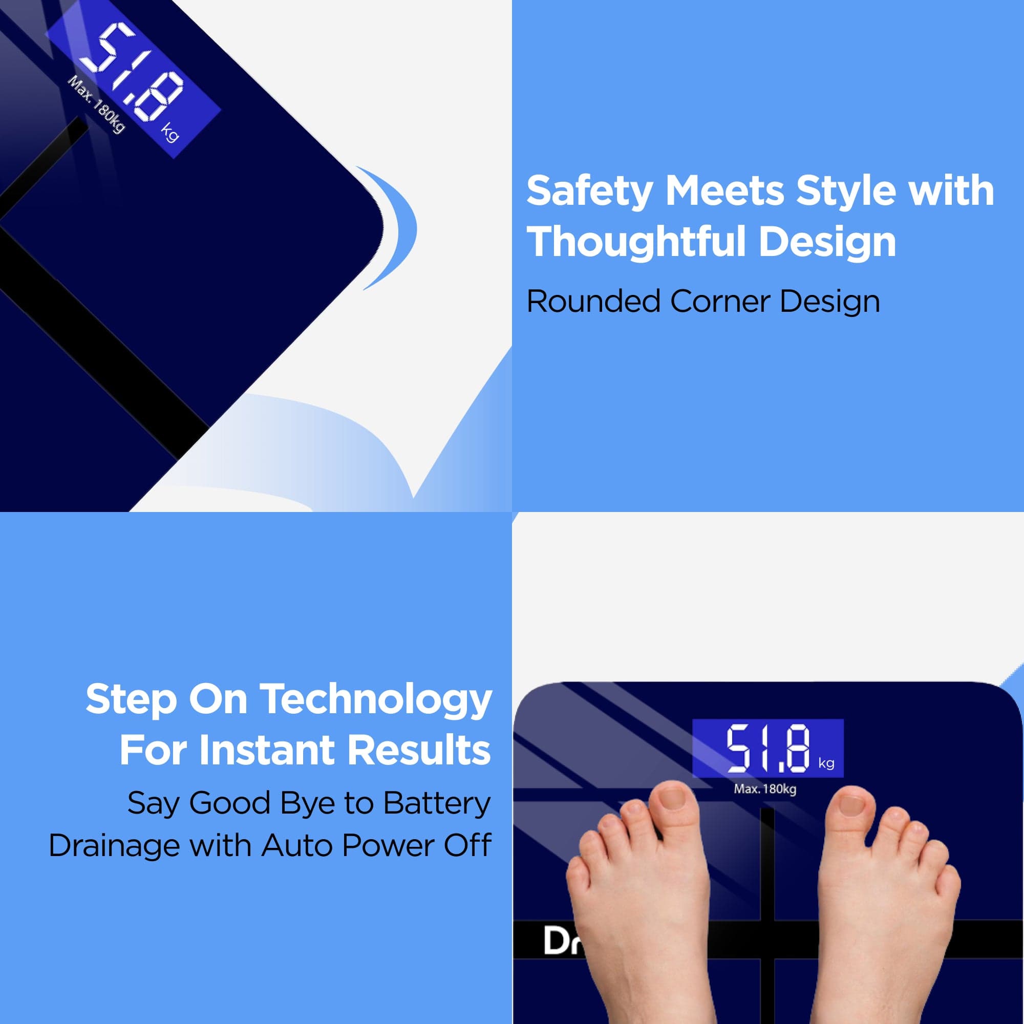 Dr Trust USA Digital Body Weight Scale - Rechargeable Electronic Bathroom Scale for Home Use, Accurate Weight Measurement for Health & Fitness Tracking - Perfect for Daily Weigh-Ins & Weight Management