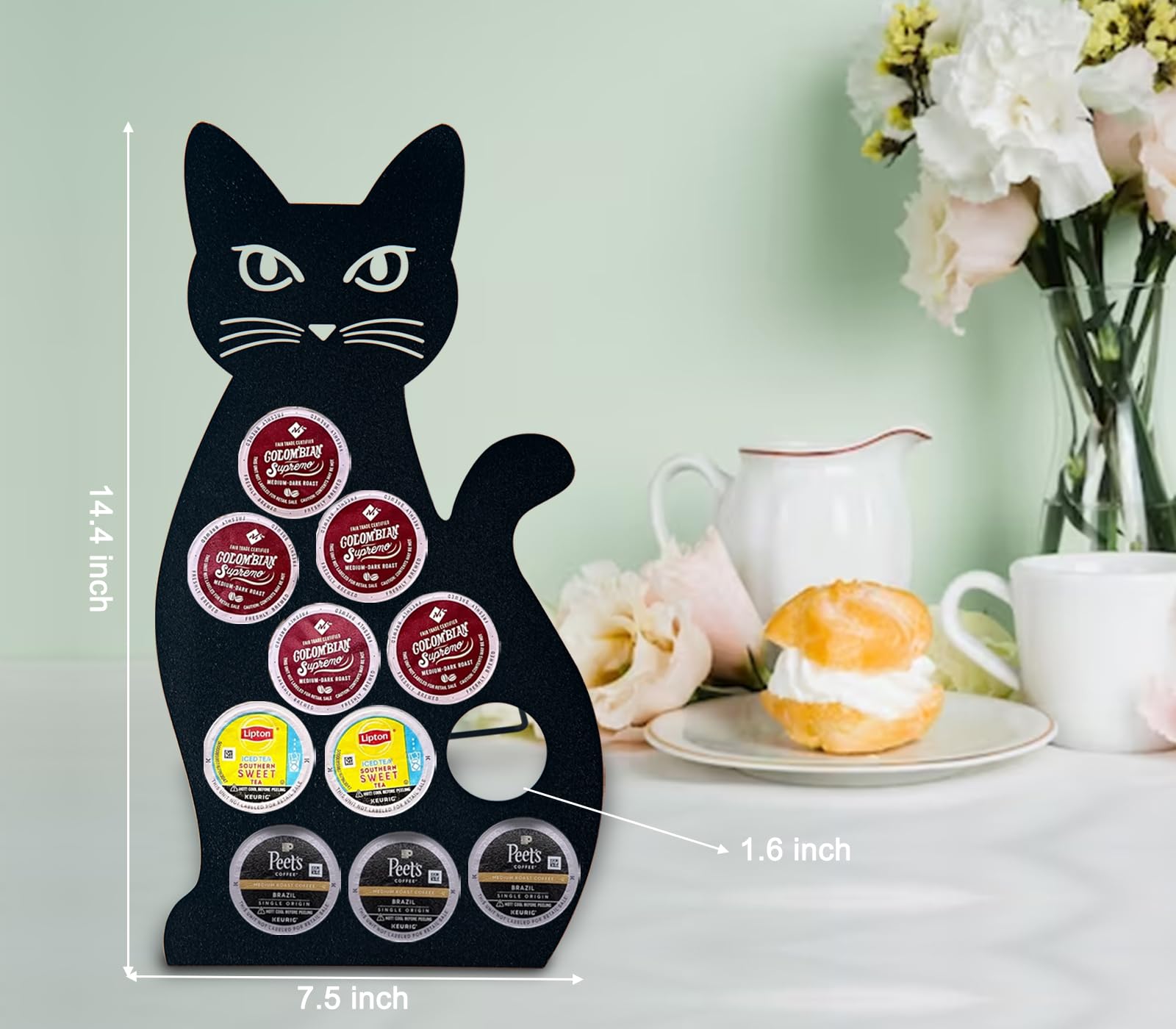 Black Cat-Themed K-Cup Coffee Pod Holder - Countertop Organizer for Keurig Pods | Perfect for Kitchen, Office & Coffee Bar Decor