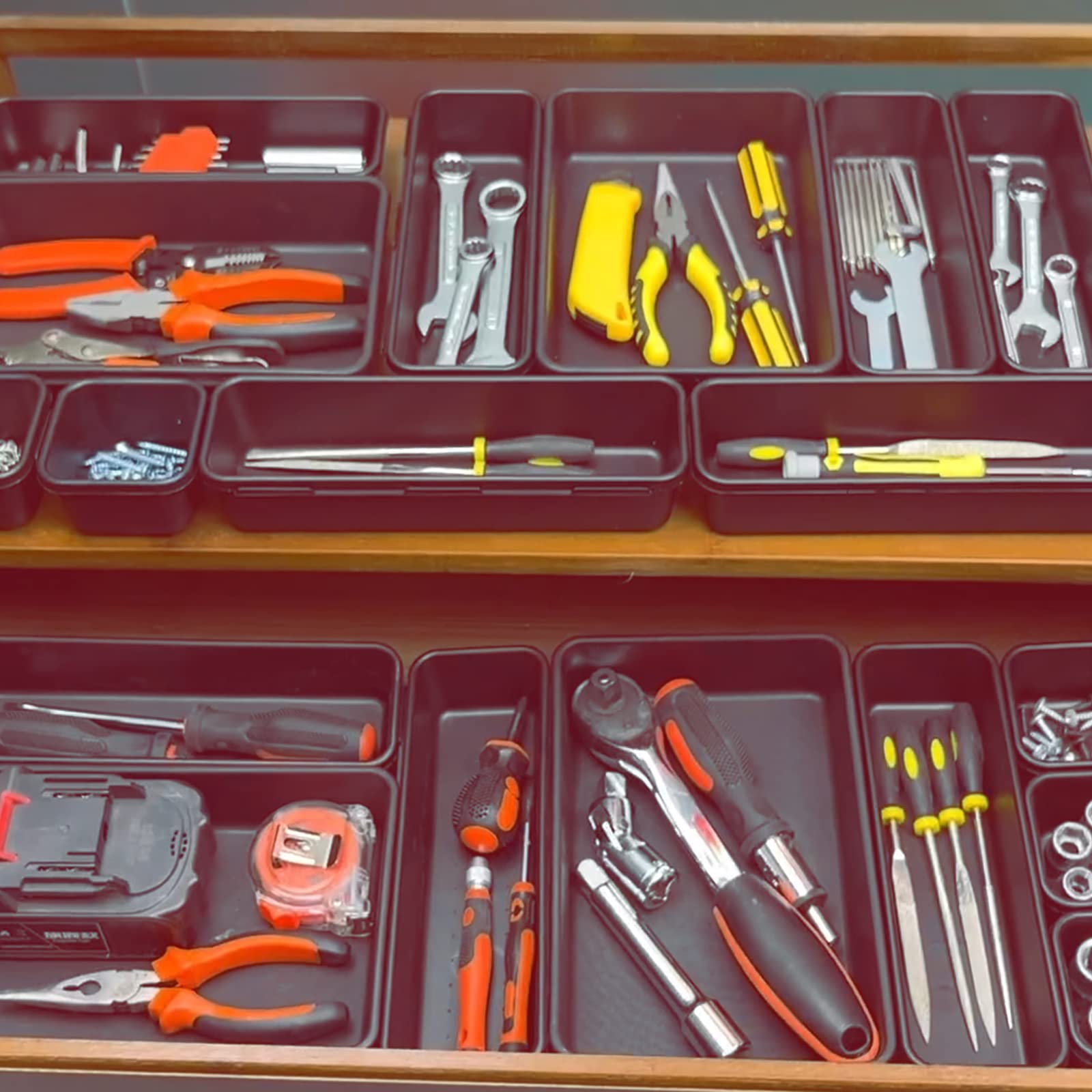 24 Pack Tool Box Organizer Set - Adjustable Drawer Dividers for Tools, Hardware & Silverware Storage | Perfect for Workshop, Garage, Kitchen & Office Drawer Organization