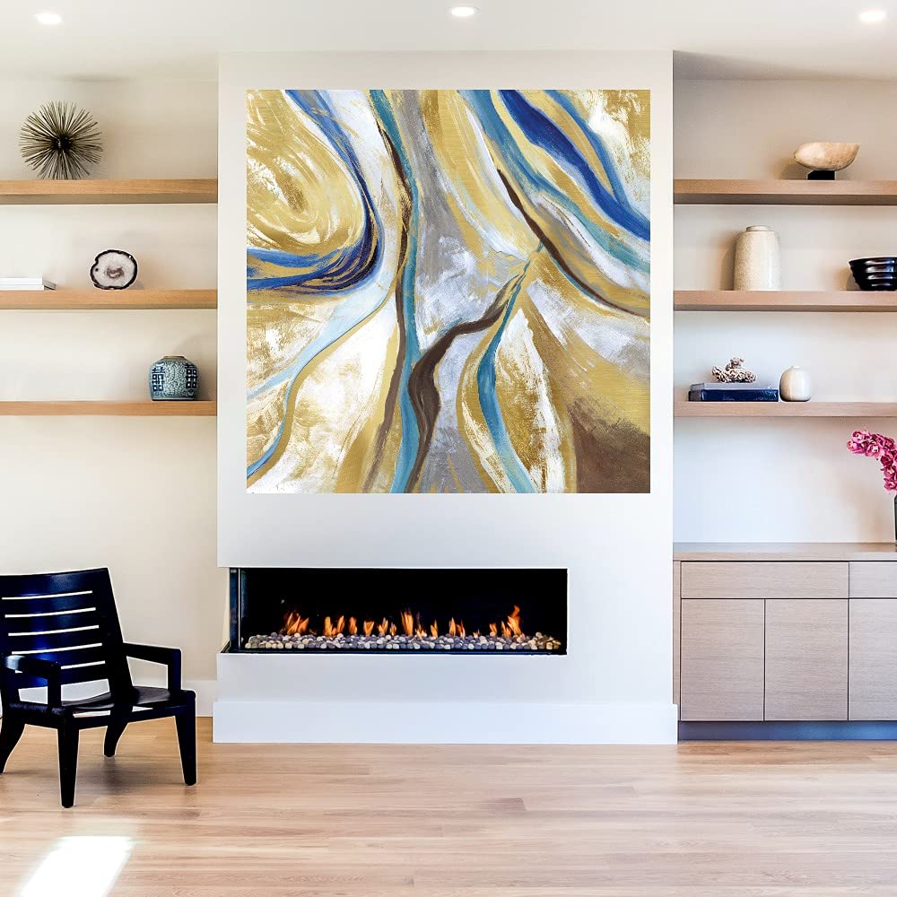 Premium Agate & Gold II Fine Art Canvas Wall Decor by Artist Nan - Modern Abstract Painting for Living Room, Bedroom, Office - Ready to Hang 48x48 Inches - Perfect for Home, Office & Commercial Spaces