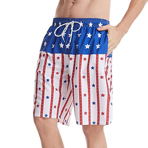 **Men's American Flag Print Athletic Bike Shorts - Breathable Quick-Dry Workout & Cycling Shorts for Gym, Running, Beach & Independence Day**