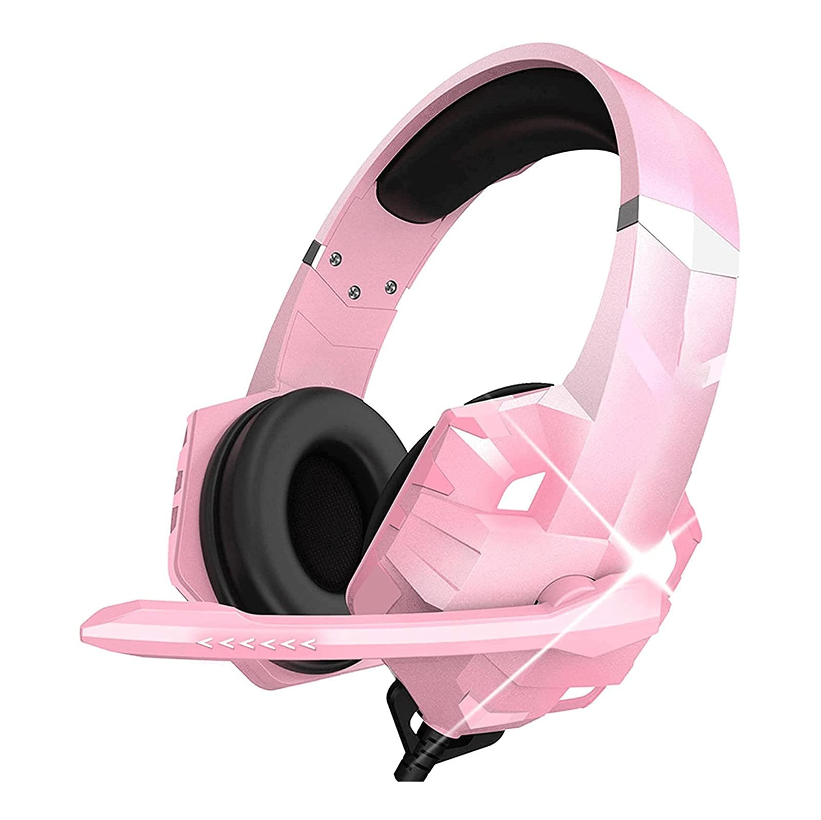 Zhanghong Glaring LED Backlit Gaming Headset with Adjustable Noise Cancelling Mic, Stereo Surround Sound & Soft Ear Cups | 120° 7.1 Channel Audio | 3.5mm Jack Compatible for PC, PS4, Xbox - Perfect for Competitive Gaming & Late-Night Sessions