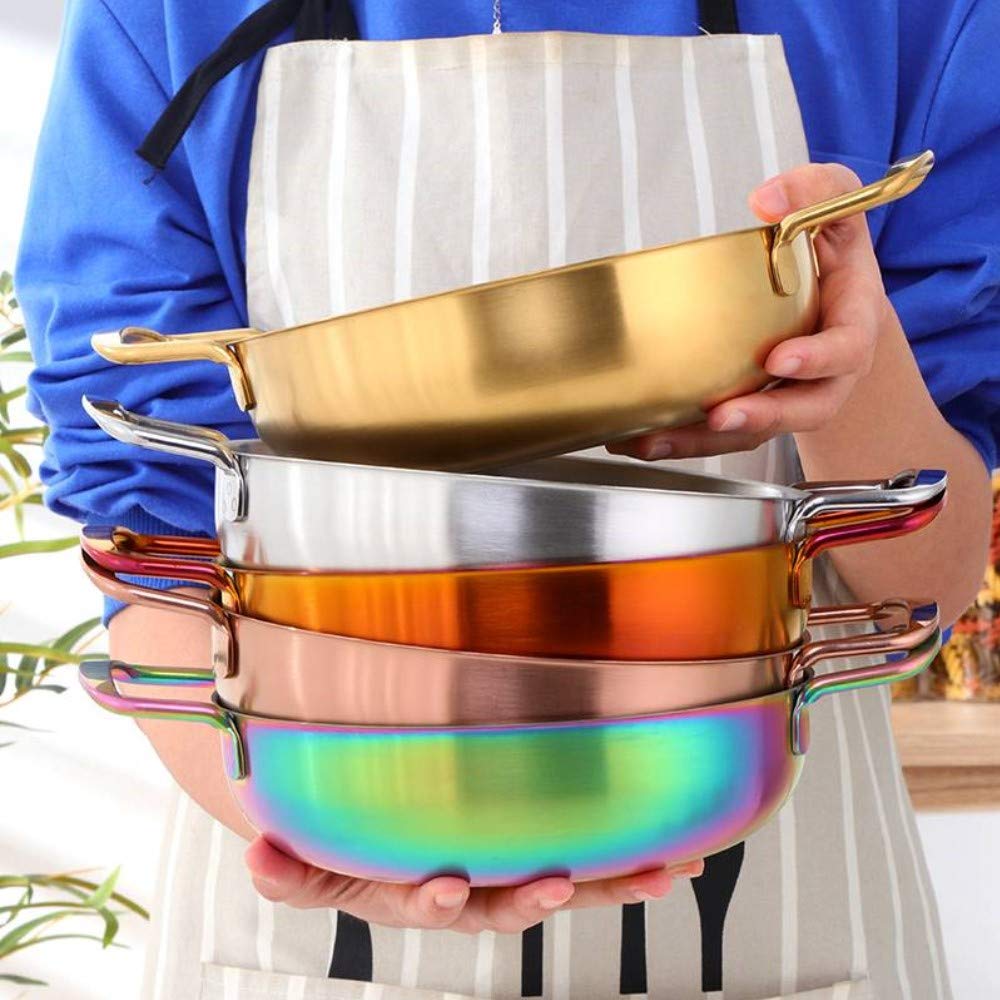 8in Stainless Steel Everyday Pan - Korean Noodle Ramen Pot & Small Stockpot for Home, Camping & Outdoor Cooking | Dishwasher Safe & Oven Safe | Perfect for Ramen, Soup & Stews (Silver)