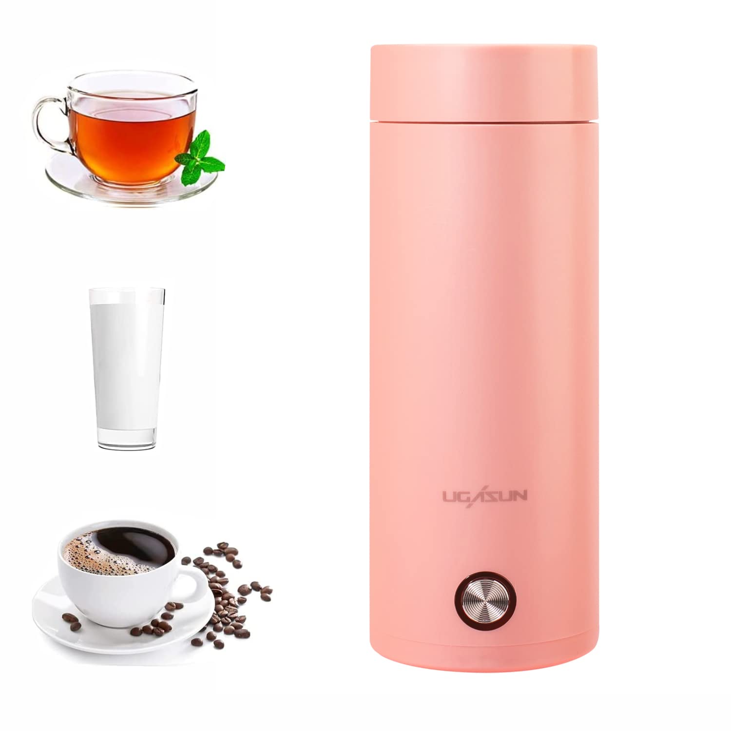 Portable Stainless Steel Electric Travel Kettle - 400ml Compact Water Boiler with Auto Shut-Off - Perfect for Hotels, Camping & Office Use - Fast One-Cup Hot Water Maker (Pink)