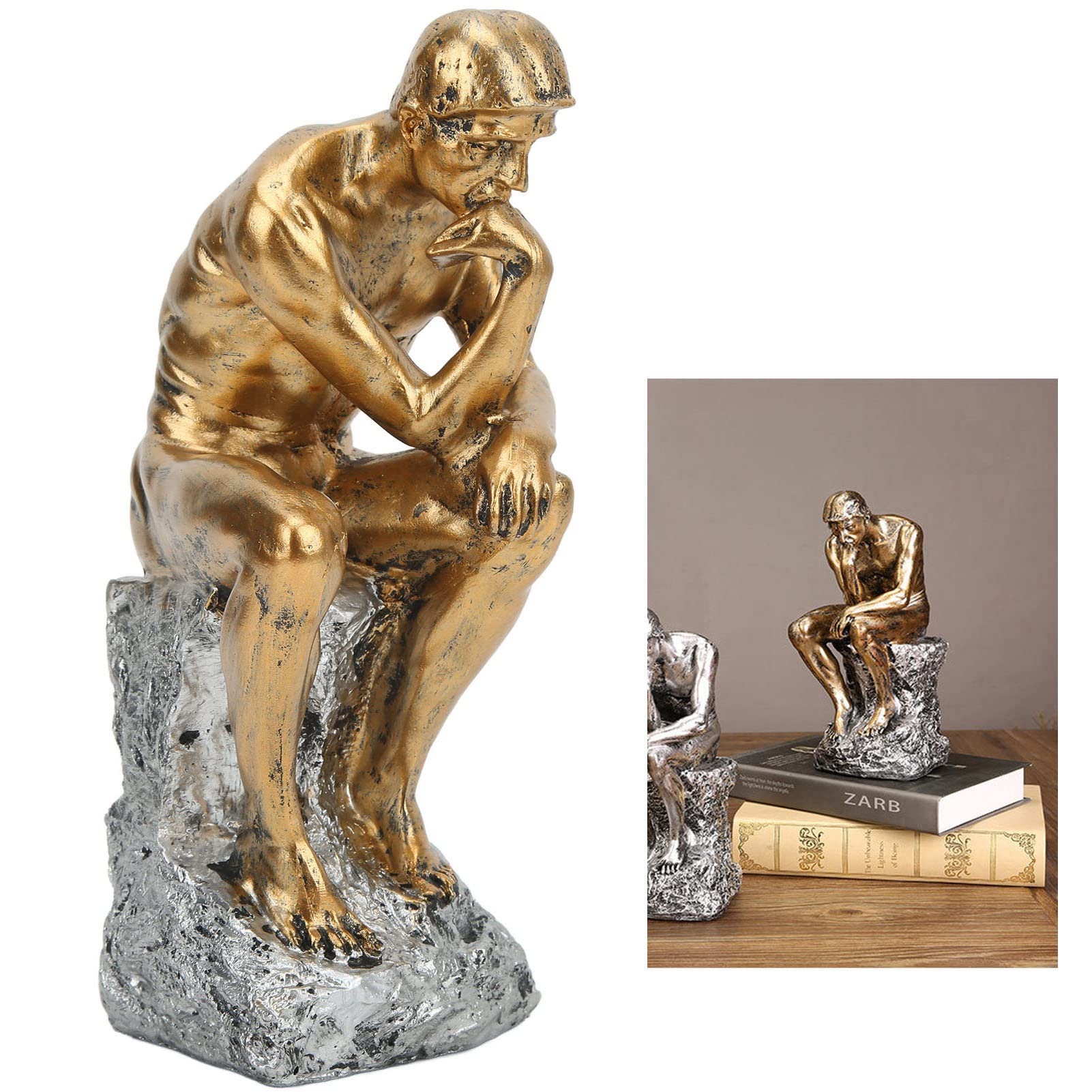 Jeanoko Modern Thinker Statue - Retro Style Resin Sculpture with Energetic Lines, Non-Slip Base & Durable Finish - Perfect for Home Office Decor, Bookshelf Display, or Meditation Space Centerpiece
