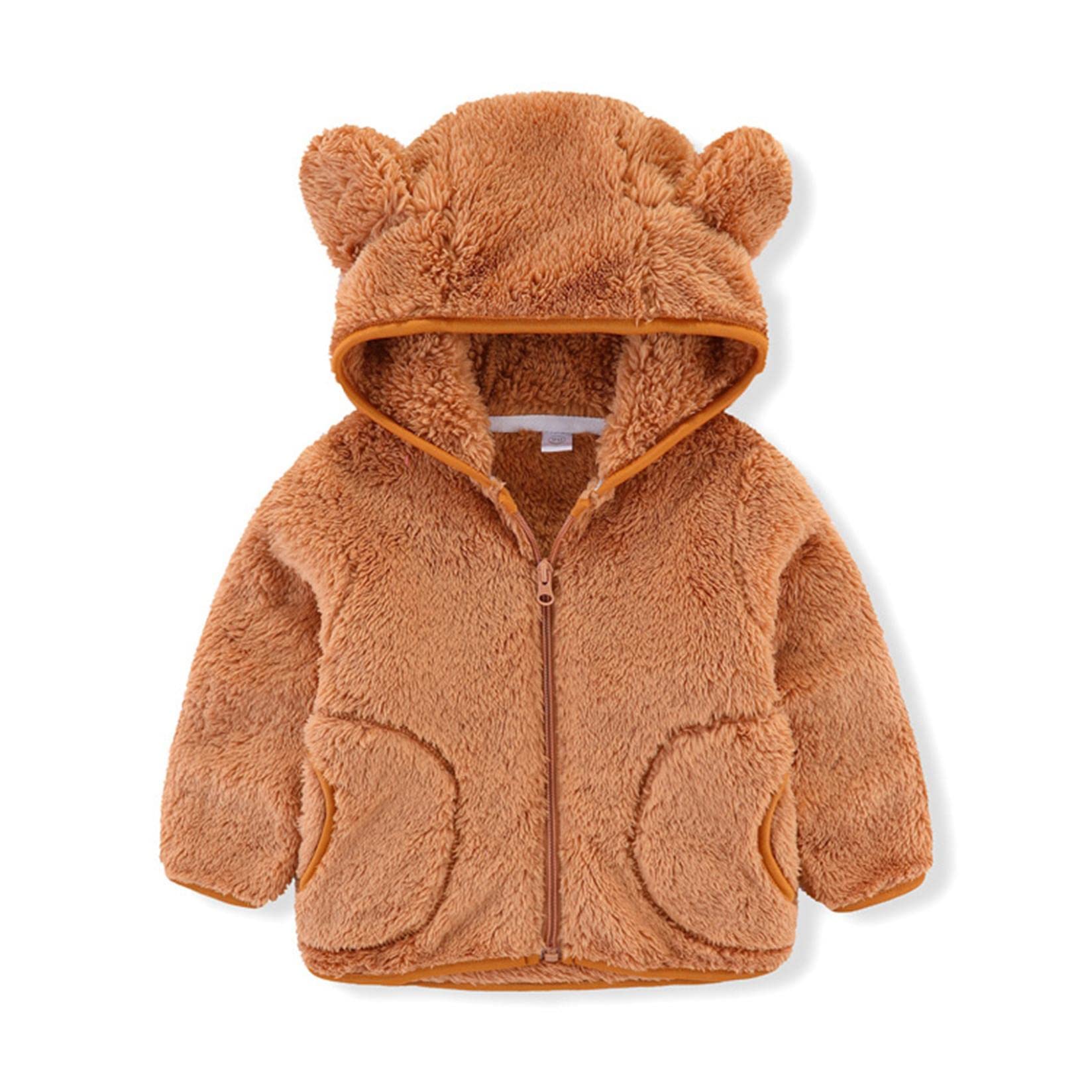 **Warm Fleece Hooded Jacket for Toddlers - Cute Bear Ear Zip-Up Snowsuit for Baby Boys & Girls | Winter Outerwear for Playdates & Outdoor Adventures**