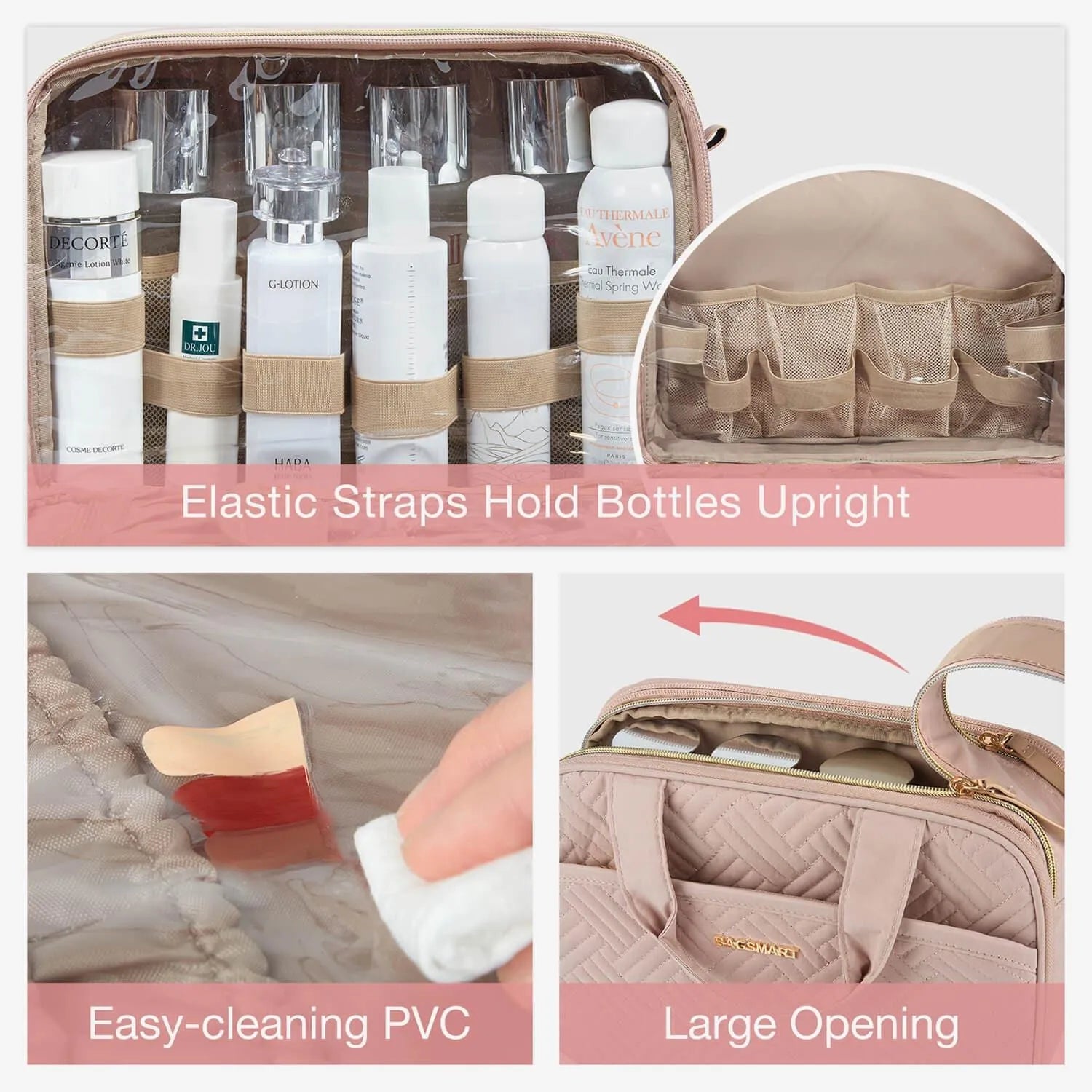 Waterproof Travel Makeup Organizer Bag - Portable Cosmetic Case for Women, Perfect for Airplane Carry-on & Vacation Essentials Storage