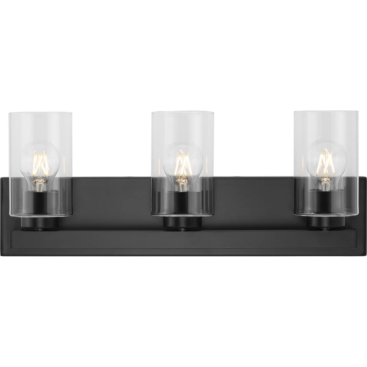 Goodwin Collection 21 Inch 3-Light Matte Black Modern Bathroom Vanity Light with Clear Glass Shades - Perfect for Bathroom Mirror Lighting, Powder Room, and Master Bath Decor