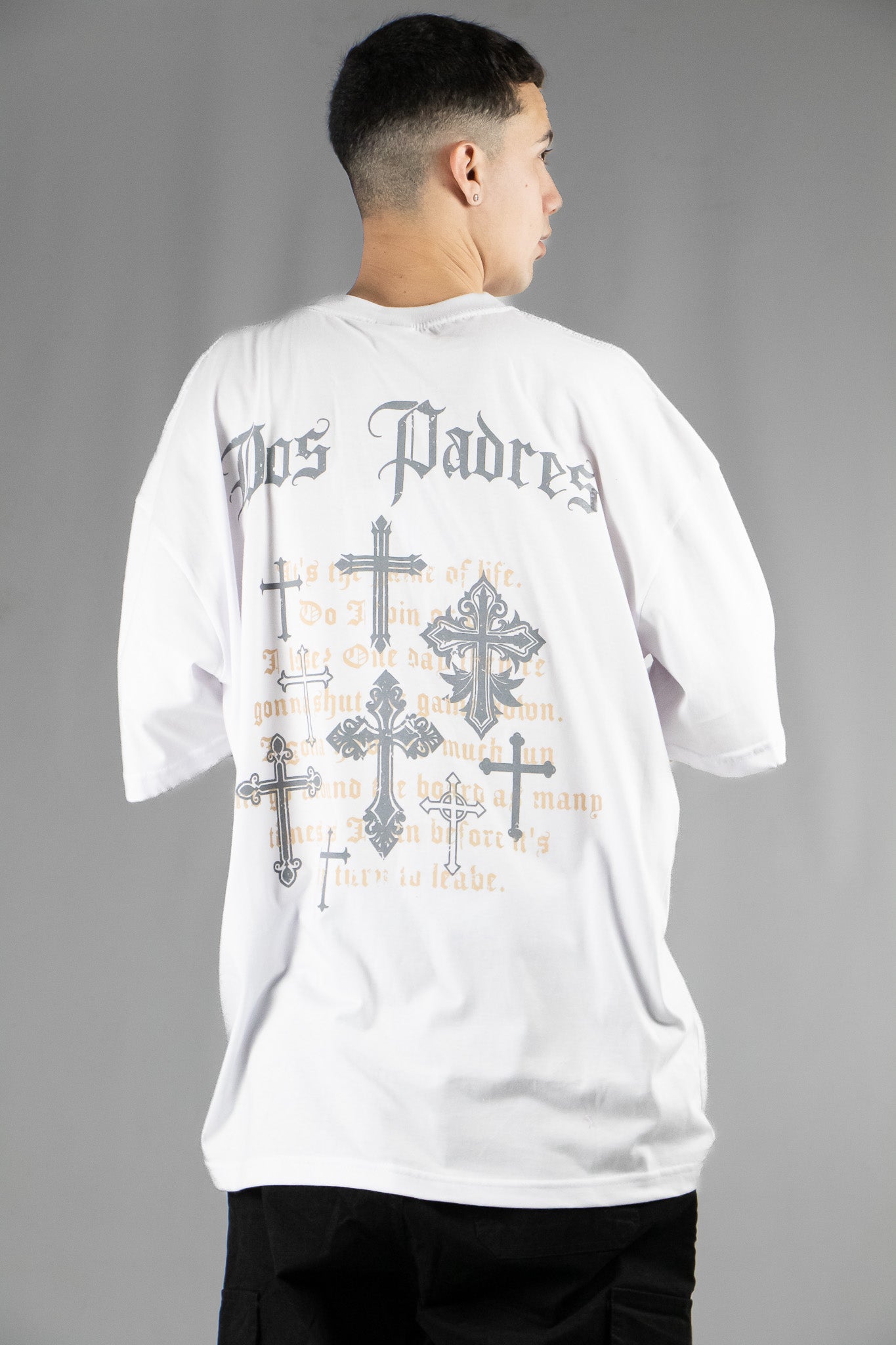 Men's Two Fathers T-Shirt - White Overdyed Vintage Style for Casual Wear & Street Fashion