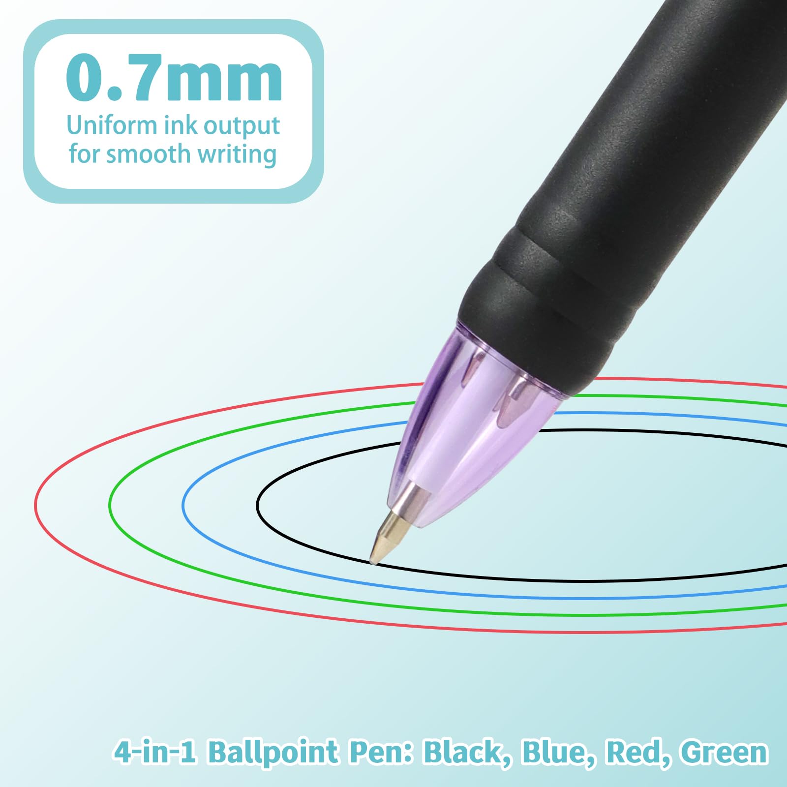 12-Pack 4-in-1 Multicolor Retractable Ballpoint Pens - 0.7mm Fine Point Writing Pens for School, Office & Journaling - Perfect Organizing Supplies & Kids Gift (Blue, Black, Red, Green) - Great for Note Taking, Planner Writing & Study Organization