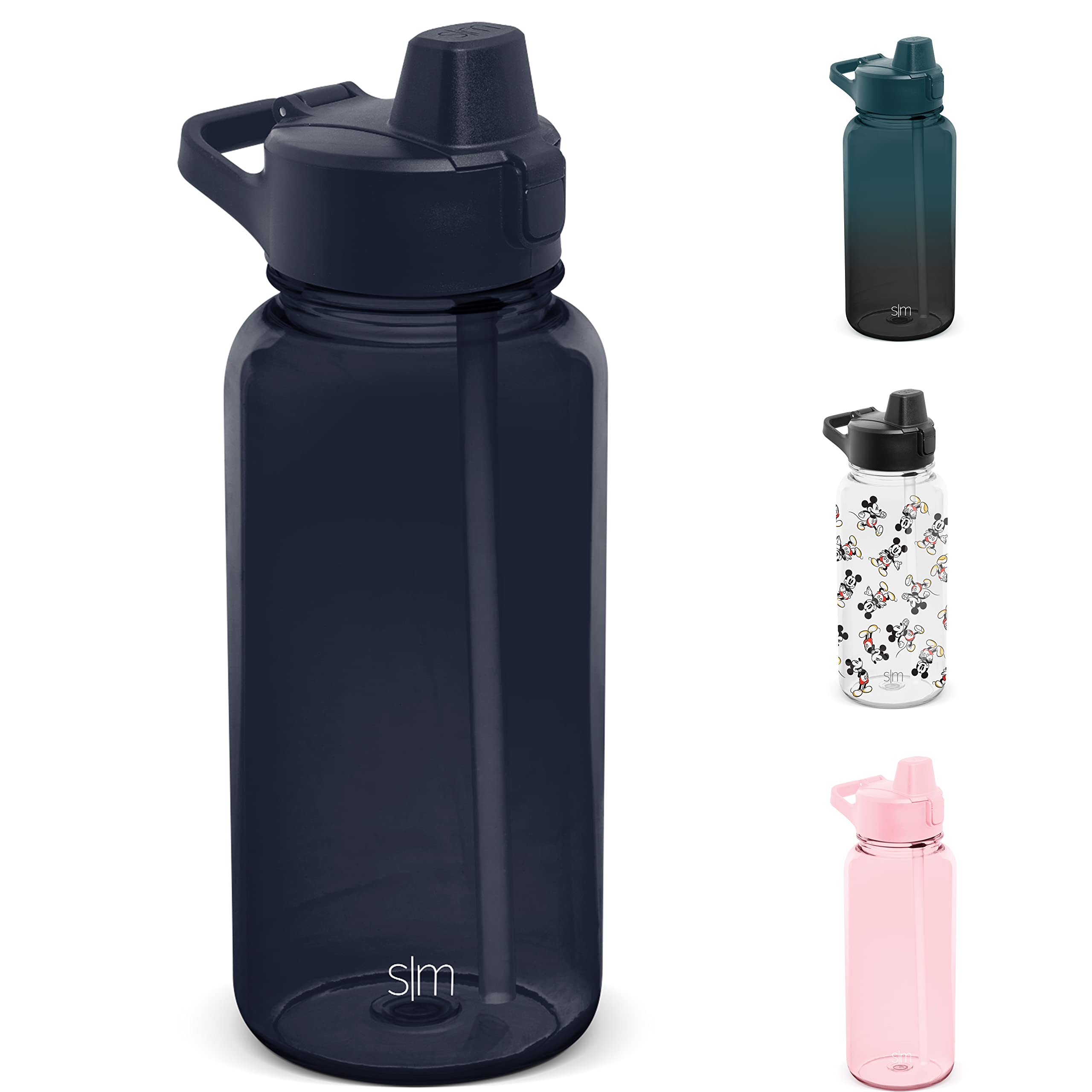 Simple Modern 32oz Water Bottle with Push Button Lid & Straw - BPA-Free Plastic Sports Bottle with Measurement Markings - Reusable Gym & Travel Water Bottle - Summit Collection Deep Ocean - Perfect for Workouts, Hiking & Everyday Hydration