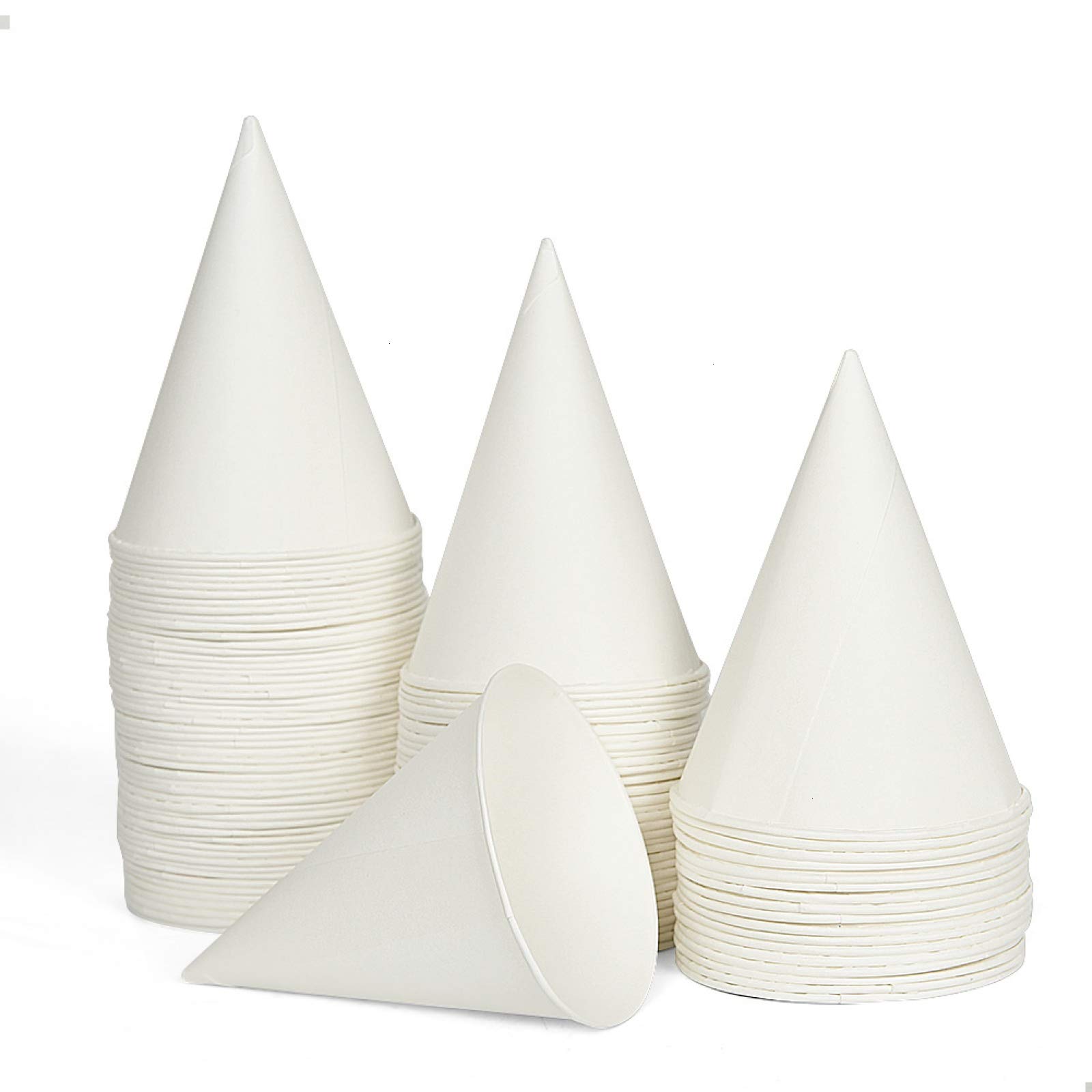 Aqueenly 100-Pack 6oz White Snow Cone Cups - Wax Coated Leakproof Paper Cups for Shaved Ice, Slush, Water - Perfect for Summer Parties, Carnivals & Frozen Treats