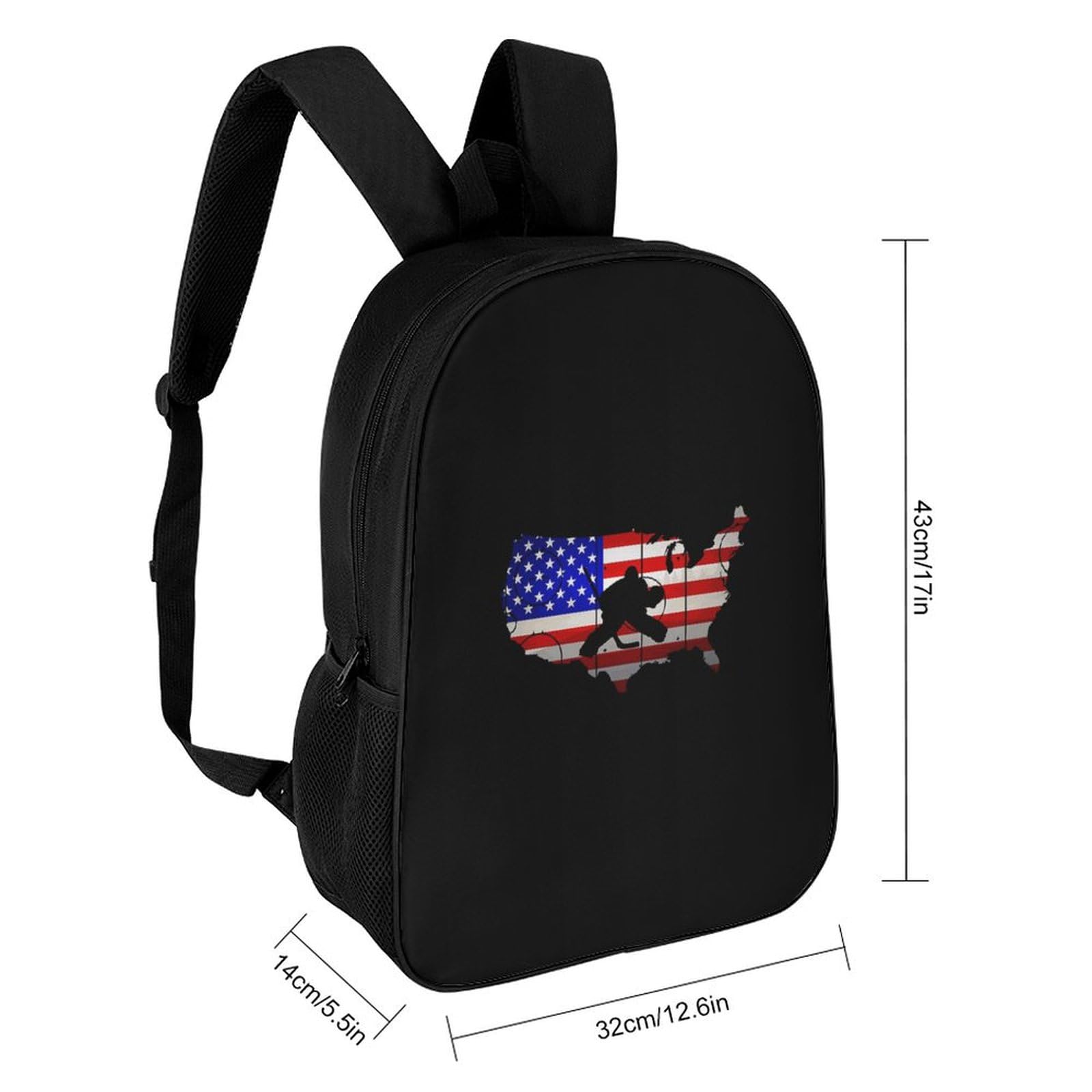 IOEDTHBJ 17 Inch Hockey American Flag Backpack - 3D Printed Laptop Bag for School & Travel - Durable Computer Backpack for Men & Women - Perfect for Work, College & Outdoor Adventures