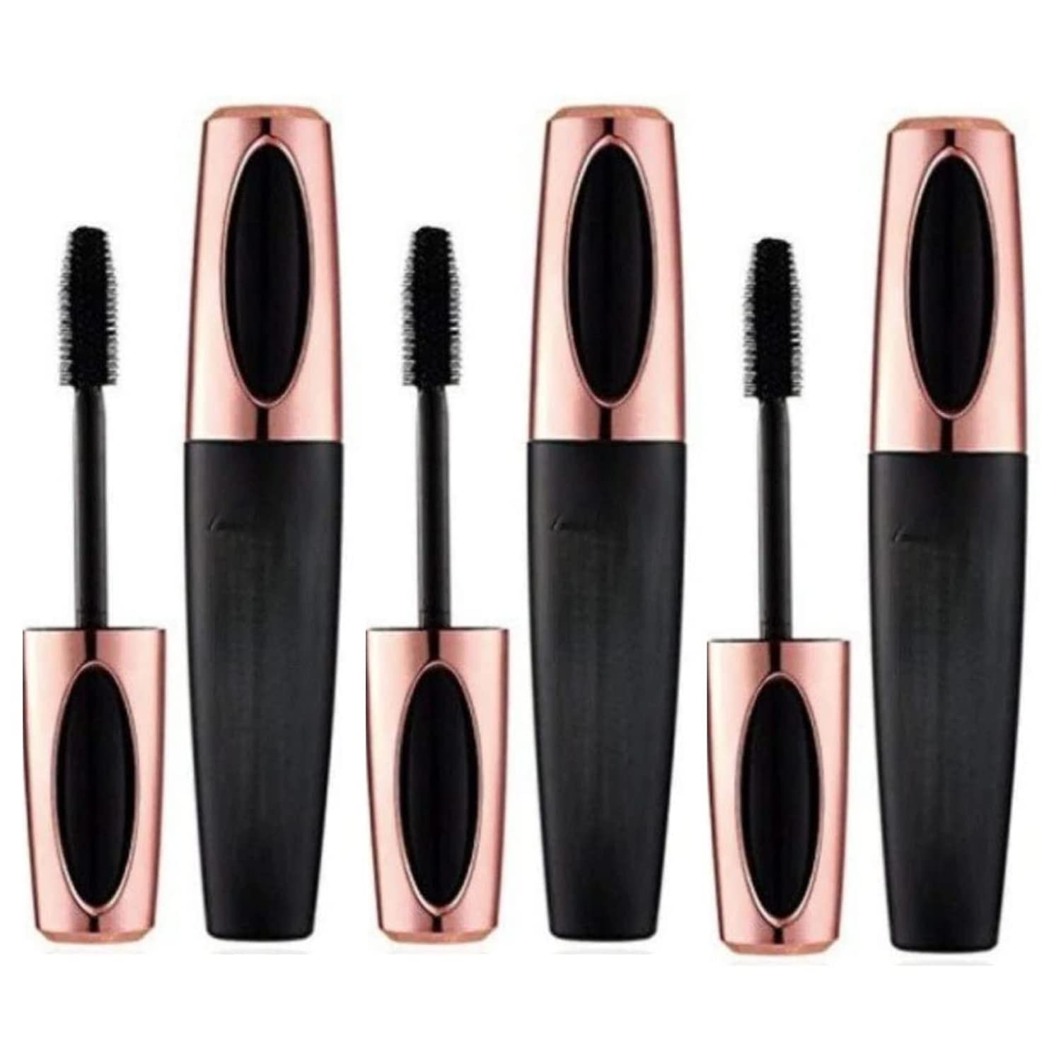 4D Silk Fiber Mascara 3-Pack - GLAMZA Volumizing & Lengthening Waterproof Mascara for Long Thick Lashes - Smudge Proof Black Mascara for Day & Night Wear - Perfect for Weddings, Parties & Everyday Glam