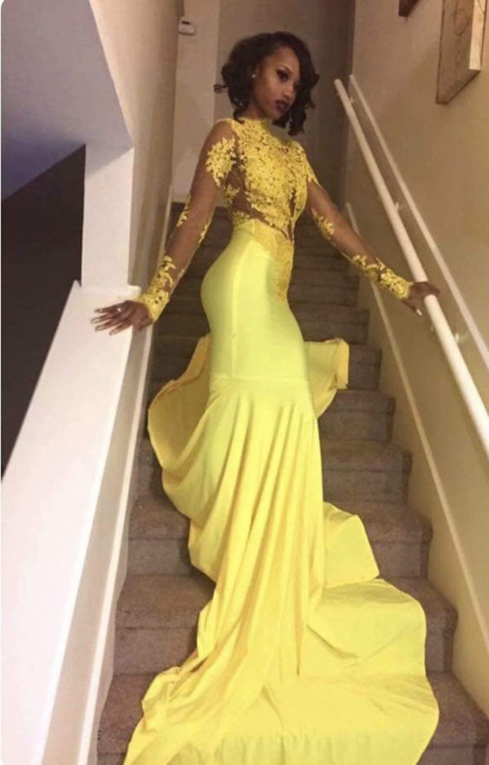 Elegant Mermaid Prom Dresses for Women - Long Sleeve Lace Applique Formal Evening Gowns | Perfect for Homecoming, Ball, Wedding & Special Occasions