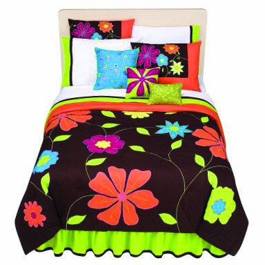 Bacati Valley of Flowers Chocolate Twin Comforter Set - Soft Floral Bedding for Kids & Teens - Perfect for Bedroom Decor & Cozy Sleep