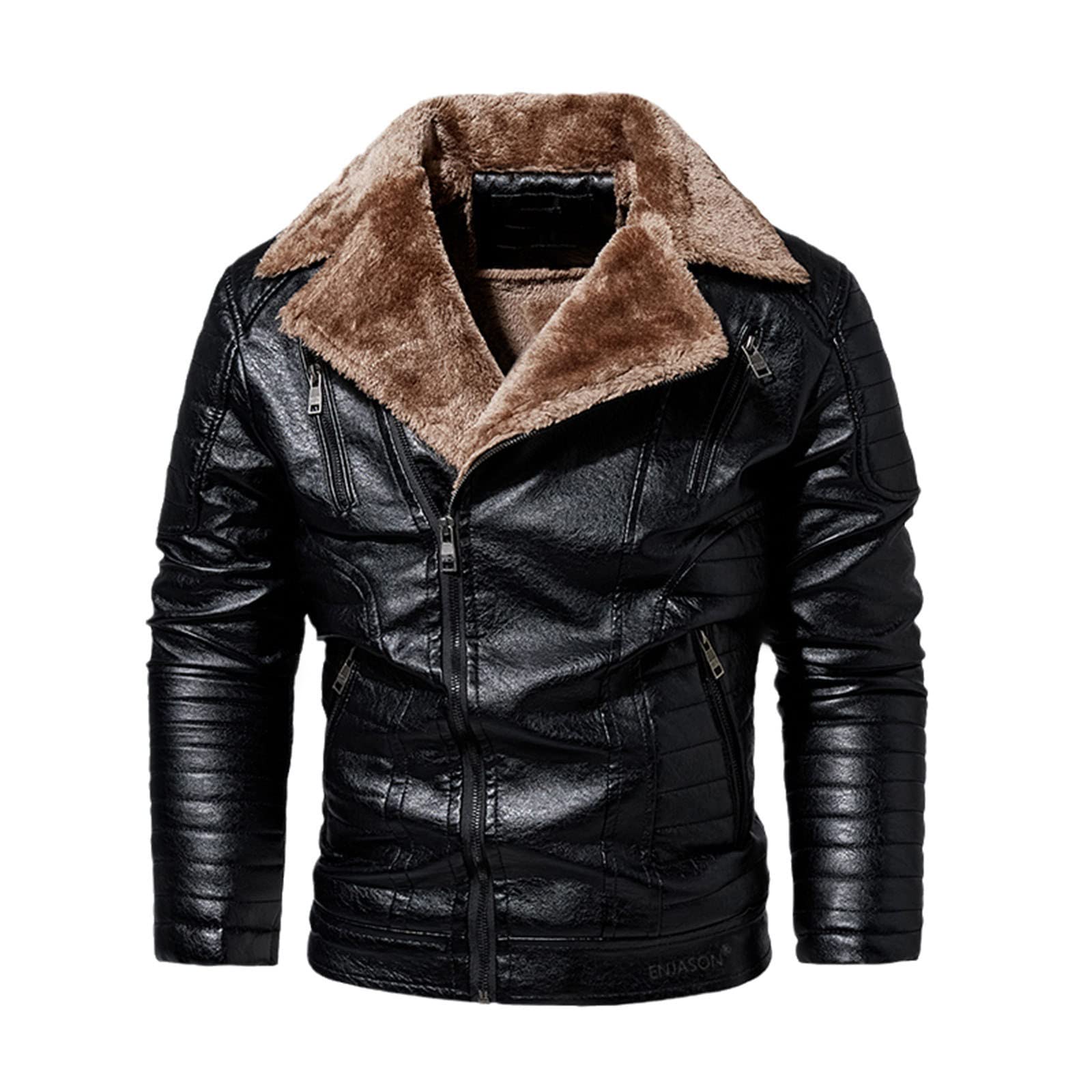 Men's Genuine Leather Jacket Stand Collar Motorcycle Biker Coat - Slim Fit Casual Outerwear for Men | Perfect for Riding, Night Out & Everyday Wear