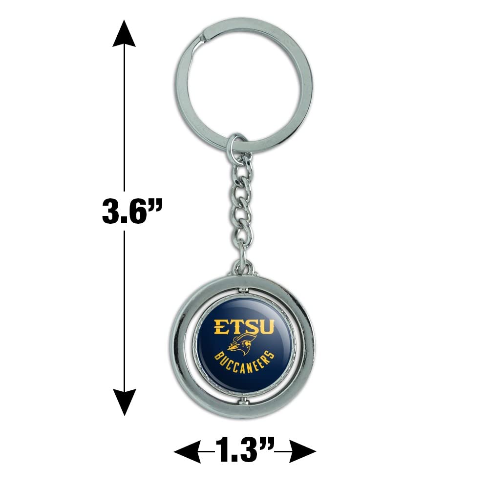 ETSU Buccaneers Keychain - Spinning Round Chrome Plated Metal Key Ring - Perfect for Gifts, School Spirit, and Game Day Accessories
