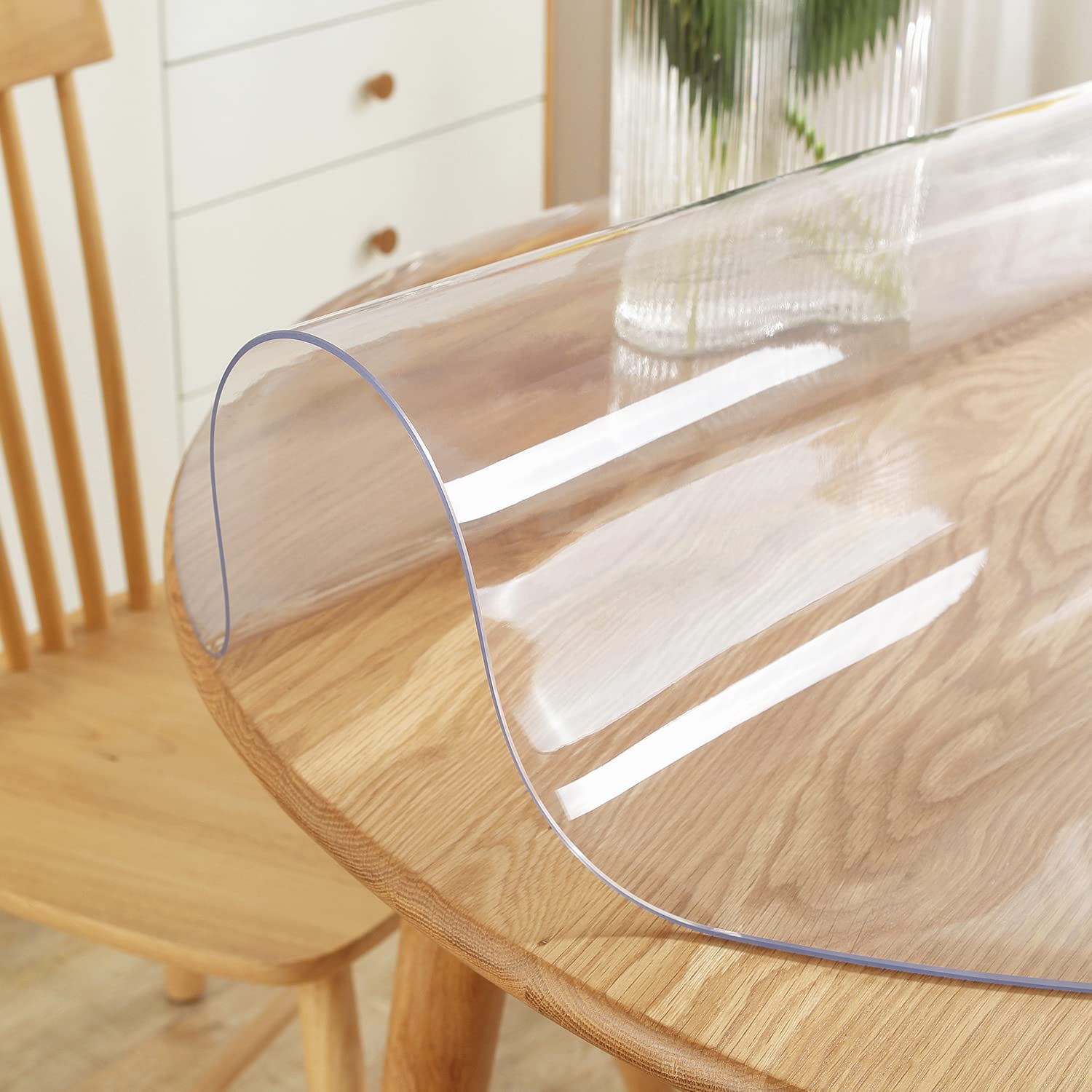 Royhom 41 Inch Clear Round Table Protector - 2mm Thick Durable Plastic Table Cover Pad for Dining, Kitchen, Office & Outdoor Use - Scratch Resistant Round Table Top Protector for Daily Protection