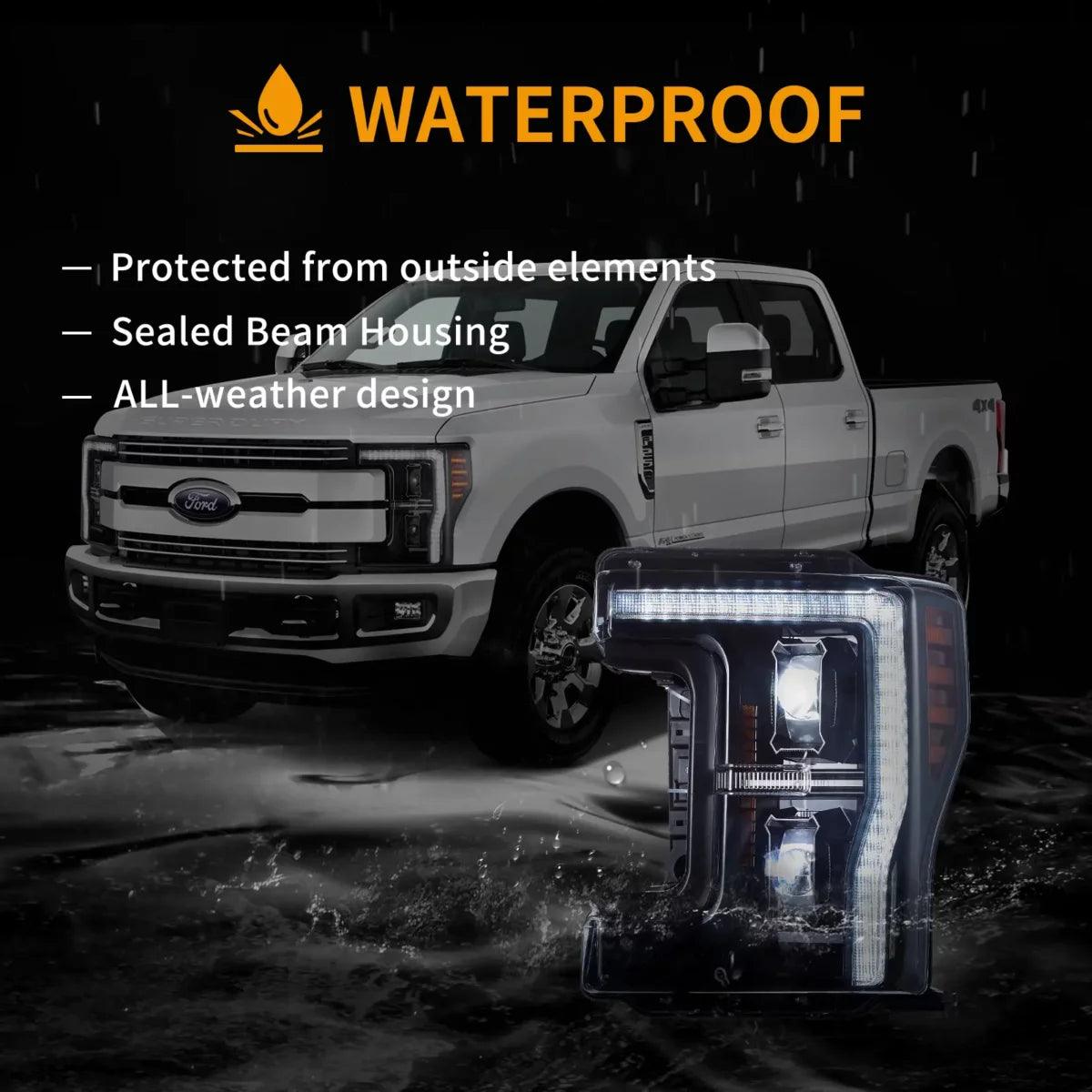 LED Headlight Assembly Compatible with 2017-2019 Ford F250 F350 F450 F550 Super Duty - High Performance Replacement Headlights for Off-Road & Night Driving