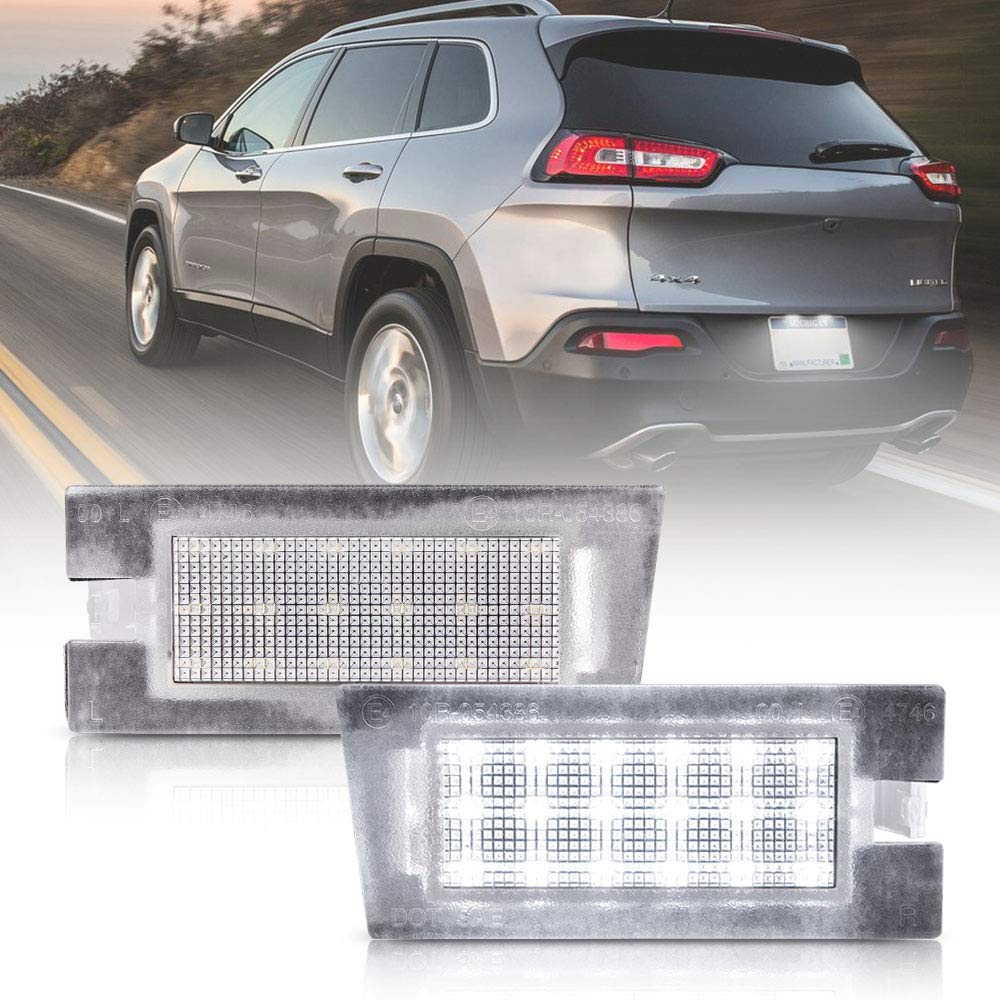 2Pcs LED Number License Plate Light Lamp for Jeep Cherokee 2014-2020 - Bright White LED Car Tail Lights - Perfect for Night Driving & Enhanced Visibility