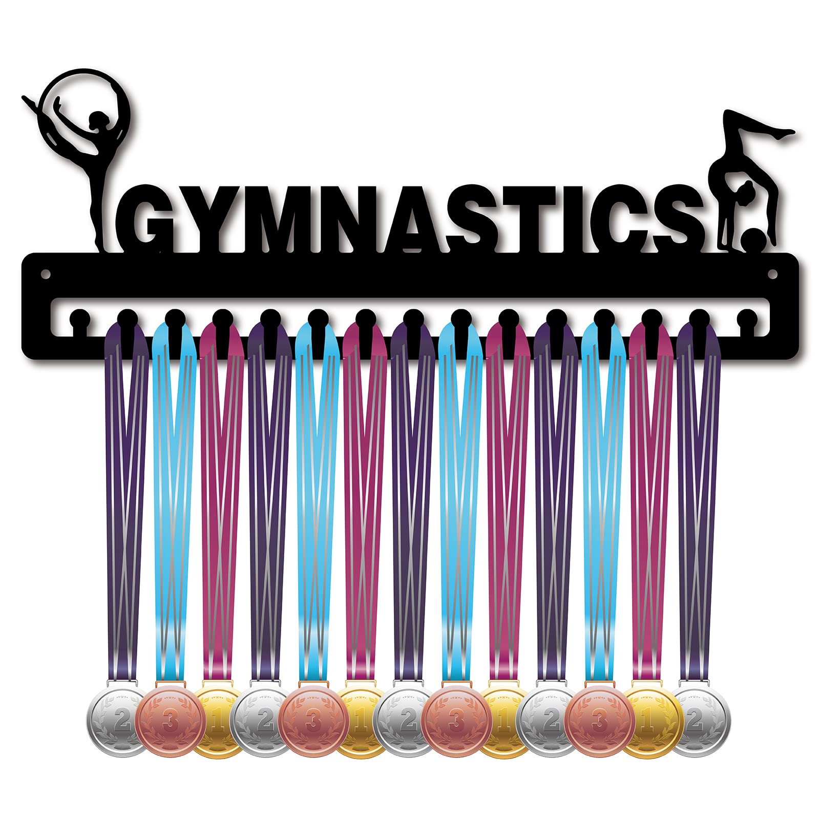 CREATCABIN Gymnastics Medal Holder - Wall Mounted Sports Award Display Rack for Athletes (Holds 15+ Medals) - Perfect for Home, Gym & Competition Storage