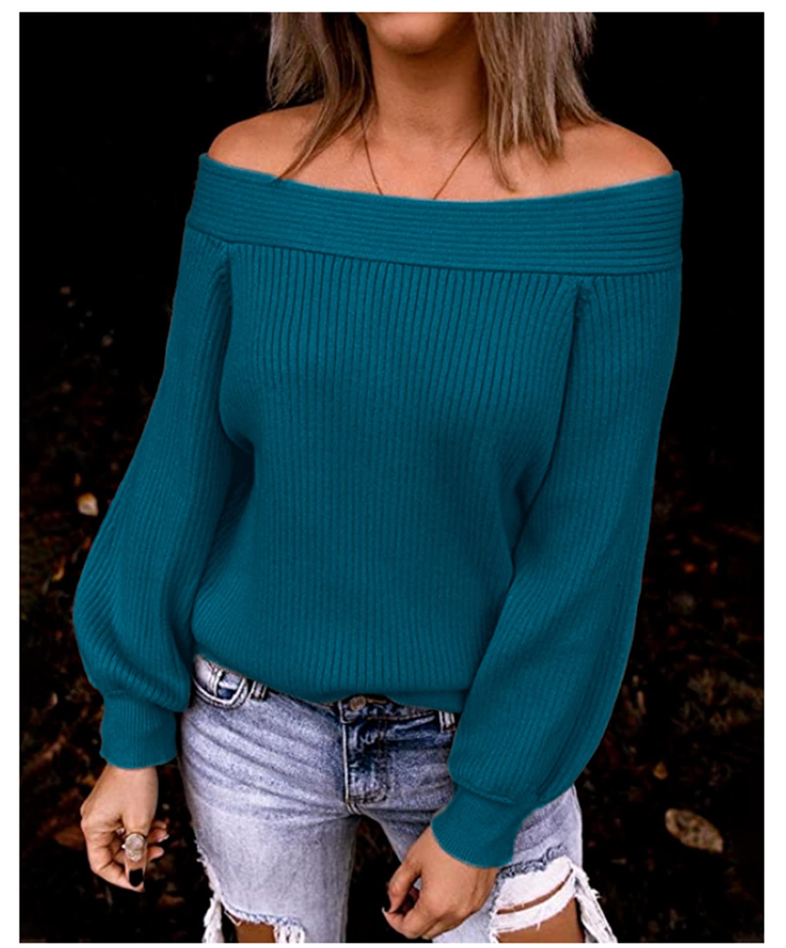 Women's Oversized Off Shoulder Sweater - Long Sleeve Loose Batwing Pullover Knit Jumper, Casual Waffle Tunic Top for Fall & Winter | Perfect for Date Nights, Office Wear & Cozy Layering