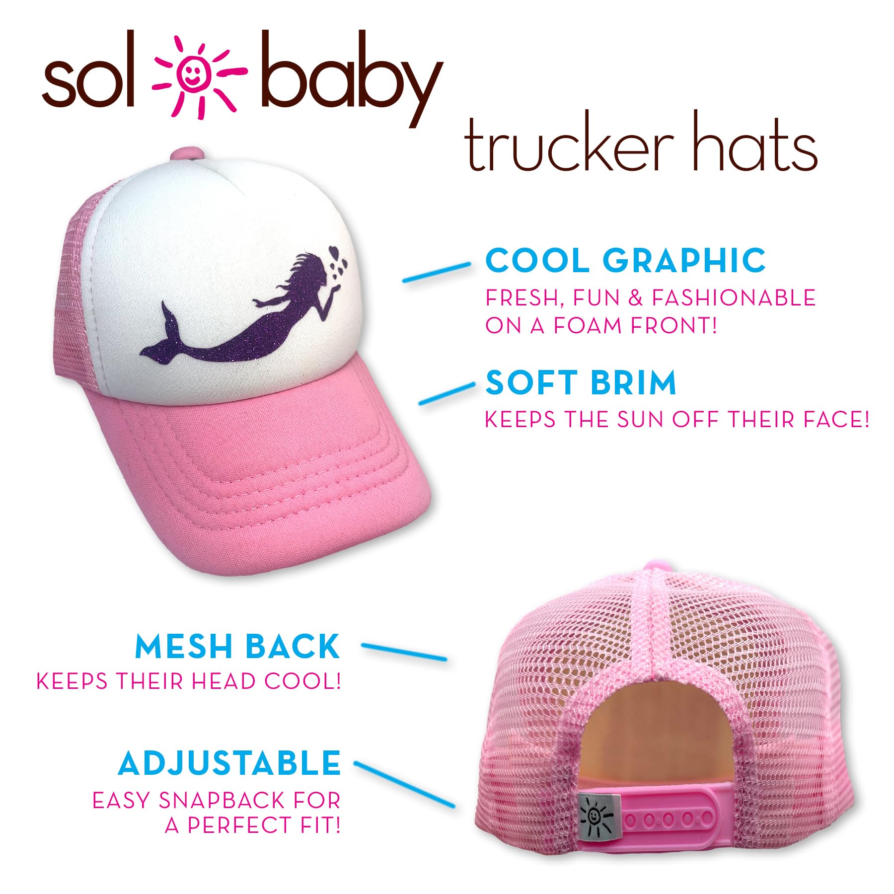 Purple Glitter Snapback Hat for Babies - Summer Beach & Outdoor Play