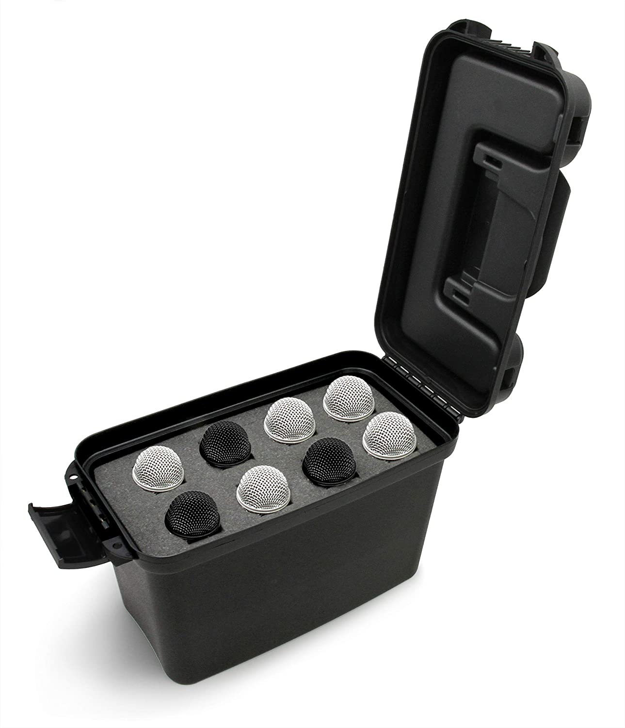 CASEMATIX Hard Shell 8 Microphone Case - Protective Storage for Wired 8 inch XLR Dynamic Cardioid Vocal Mics - Compatible with Shure, Sennheiser, Behringer, Audio Technica - Perfect for Studio Recording, Live Performances & Travel