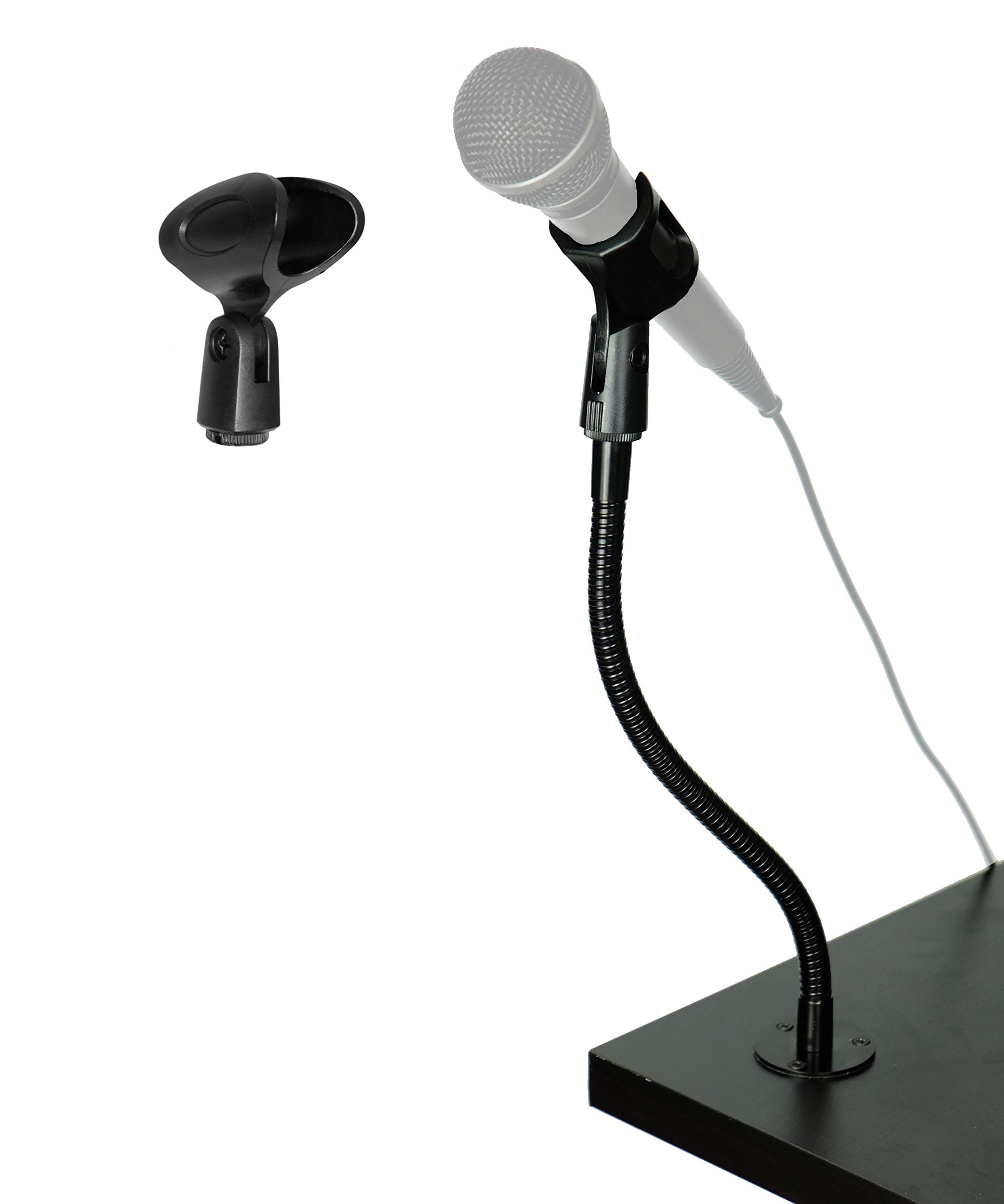 Adjustable Desk Mount Gooseneck Microphone Stand with Screw-in Clamp for Tables & Podiums - Perfect for Podcasting, Streaming, and Conference Room Setups (13