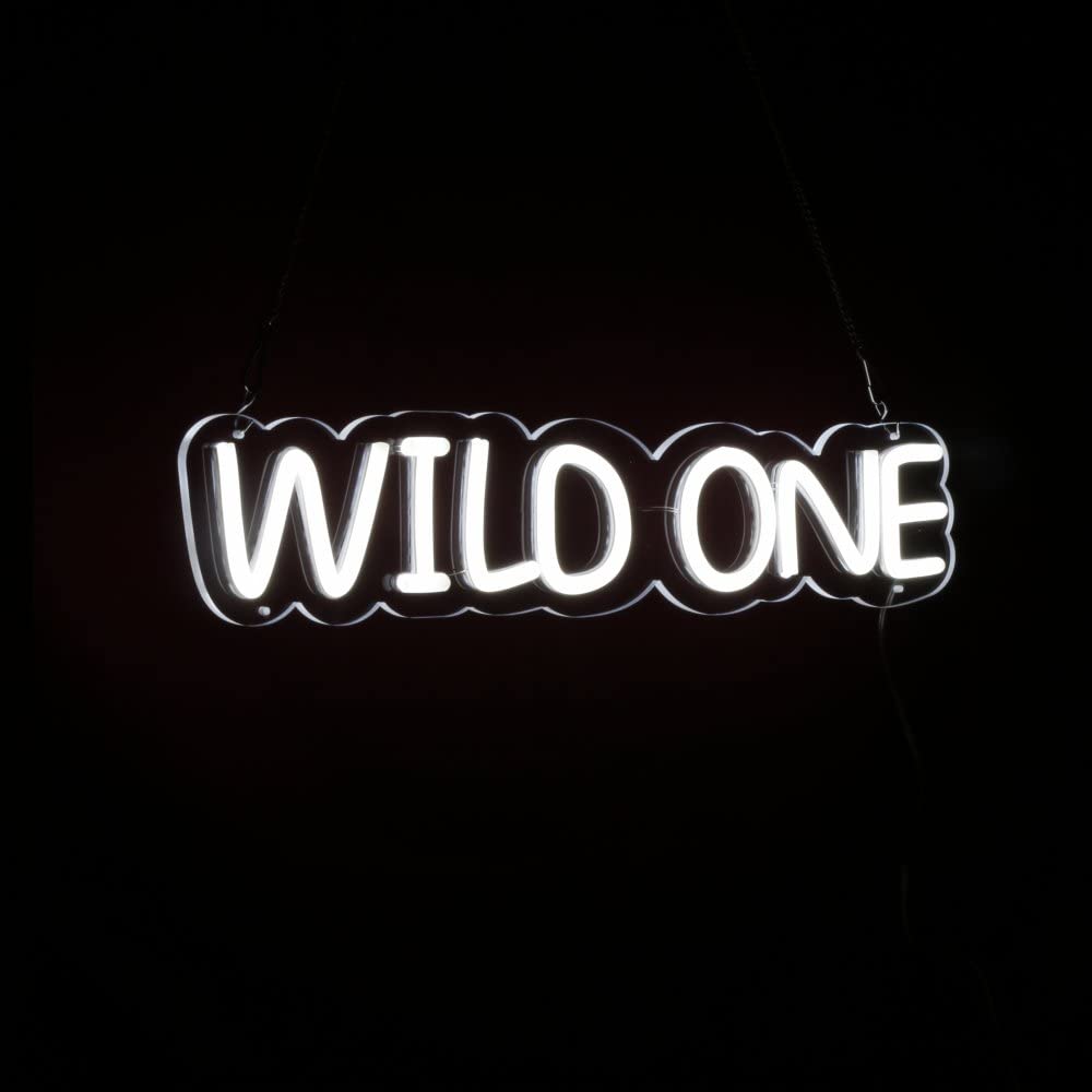 X Reed Wild One Neon Sign LED Light - 20'' White Wall Decor for 1st Birthday Party, Baby Shower & Nursery Room from Newborn to 12 Months | Perfect for Gender Reveal, Photo Backdrop & Kids Room Decoration (X0022)