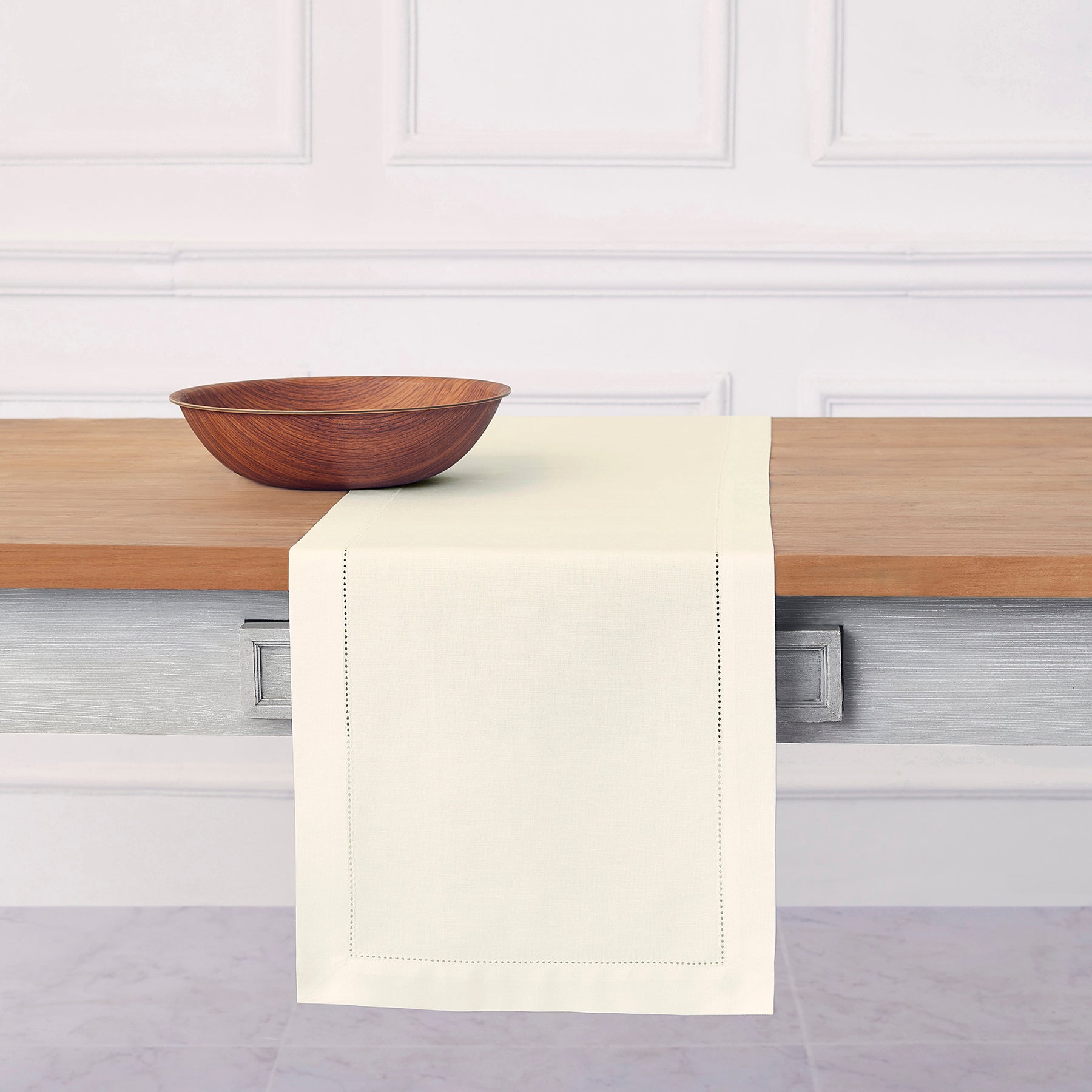 Premium Cotton Linen Hemstitch Table Runner - Elegant Dining Table Decor for Weddings, Parties & Home Decor