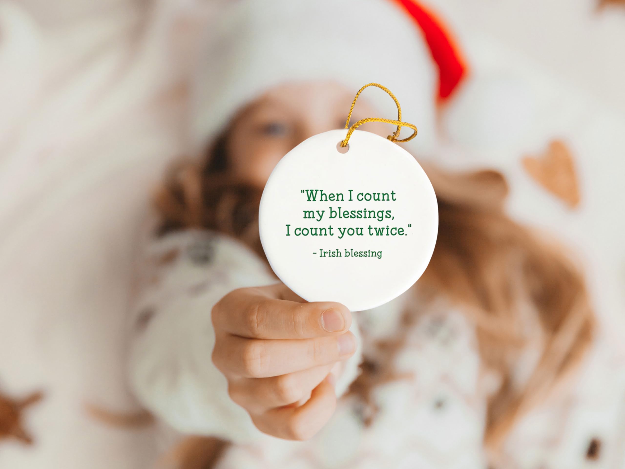 Spread Passion Irish Blessing Ceramic Ornament - 3 Inch Christmas Tree Decoration with 'Count My Blessings' Quote - Perfect for Holiday Gifts, Home Decor & Irish-Themed Celebrations