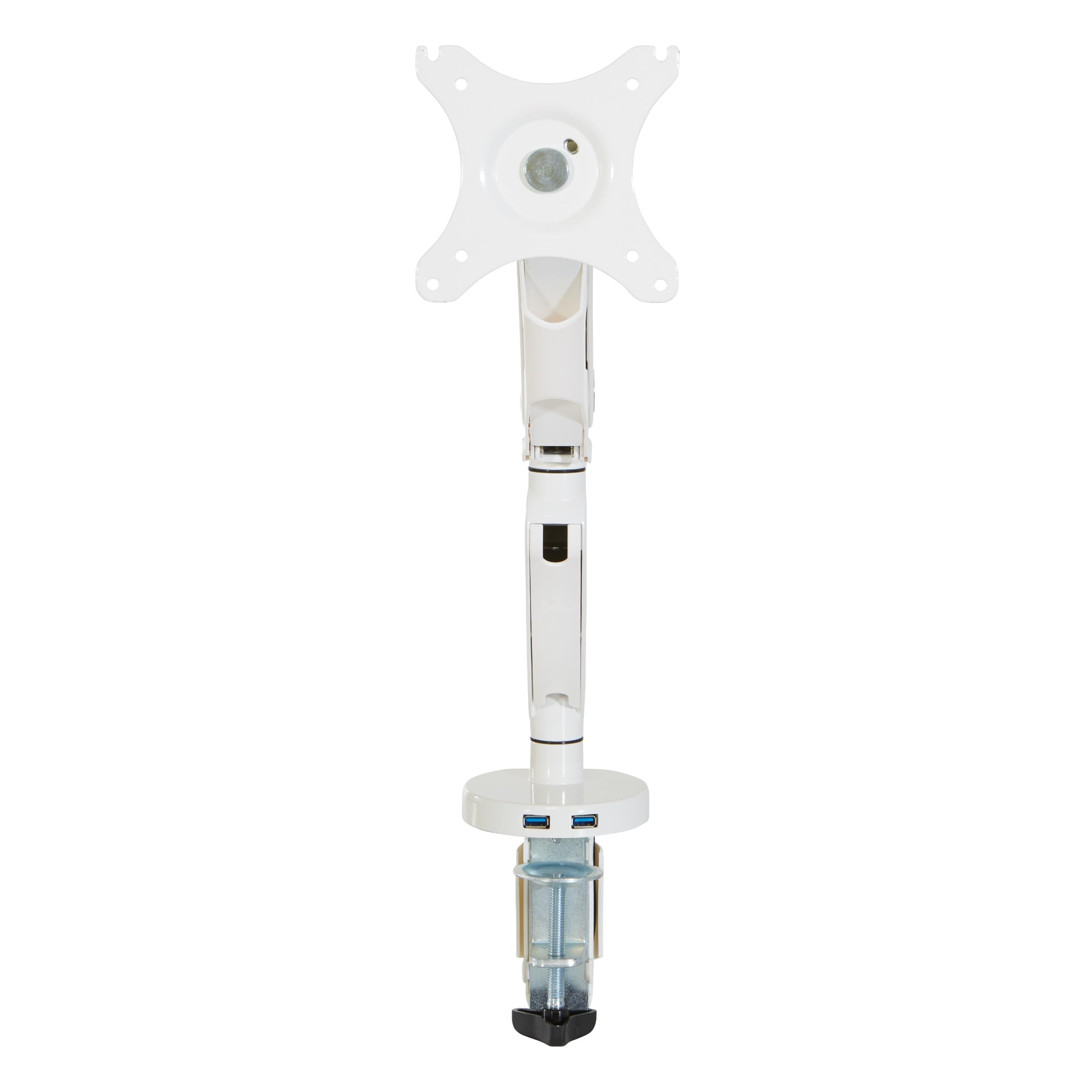 Office Star Ascend II Single Monitor Arm with Dual USB 3.0 Ports, 3-Point Rotation & VESA Mount - Adjustable for 17 to 30 Inch Screens (White) - Perfect for Home Office, Gaming & Workspace Setup