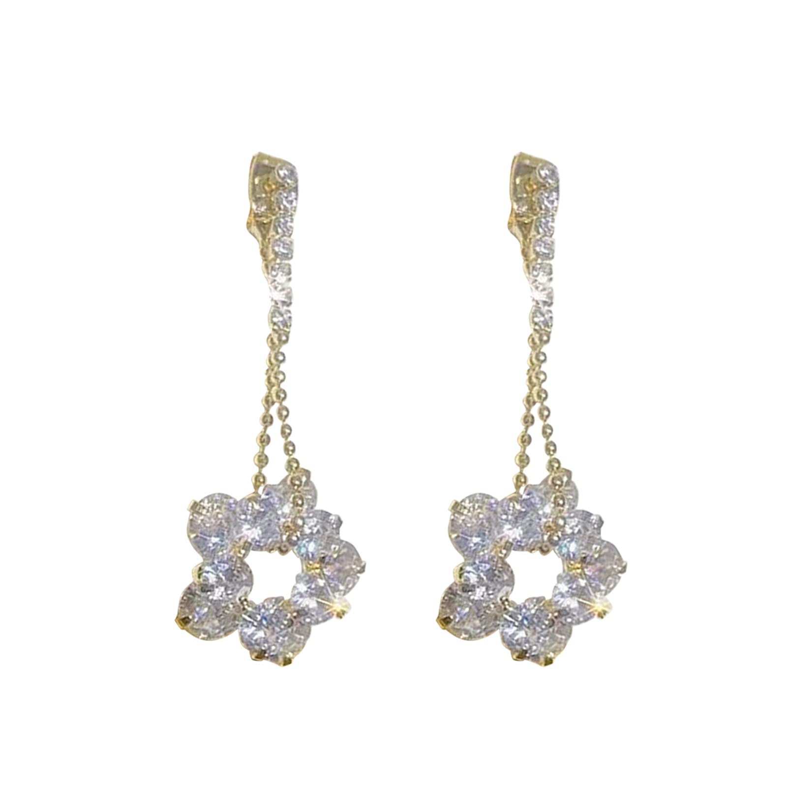 13-Piece Multicolor Flower Drop Pendant Earrings Set - Shiny Diamond Stud & Dangle Earrings for Women - Light Luxury Tan Silver & Gold Jewelry - Perfect for Parties, Weddings & Daily Wear (One Size)