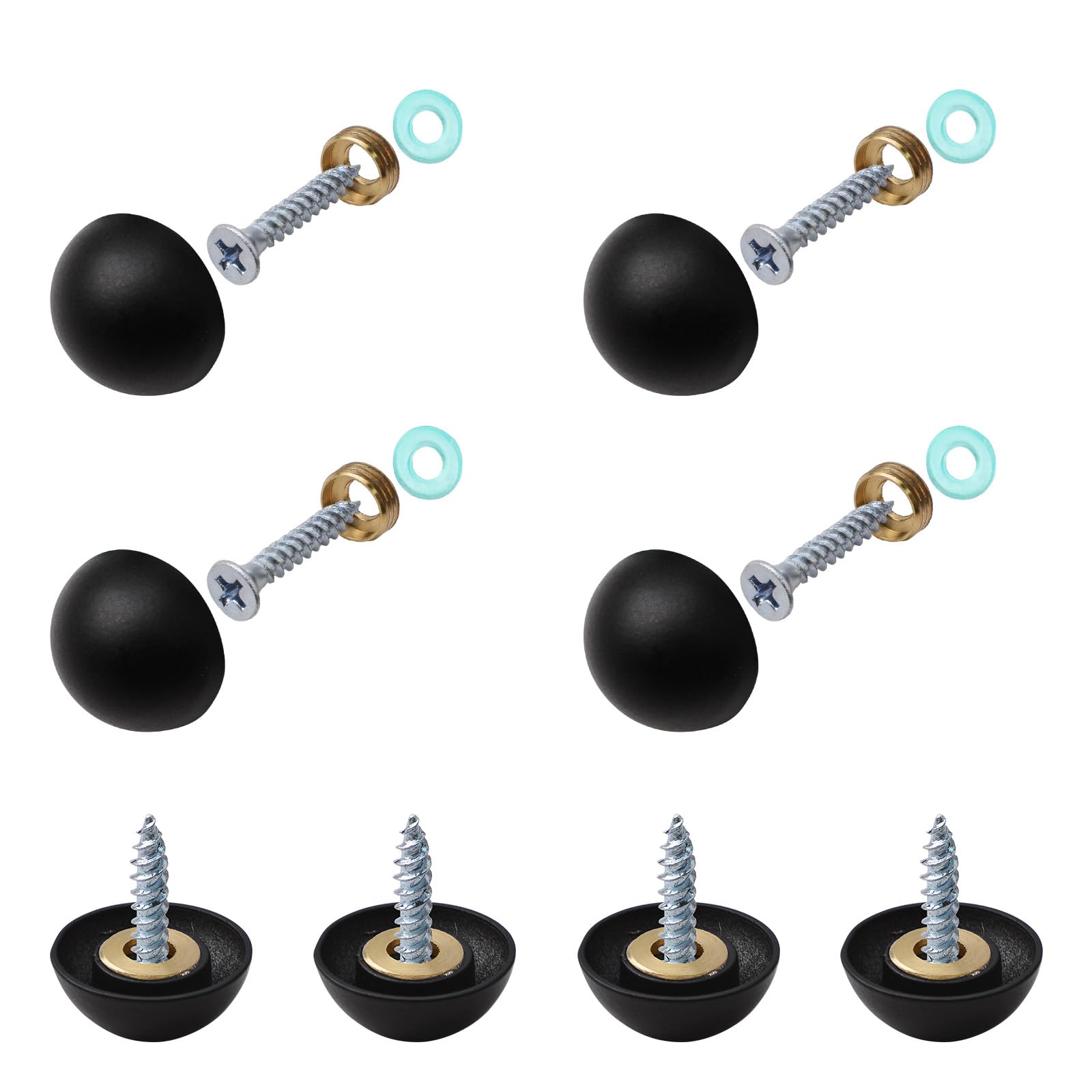 INCREWAY 20 Sets 18mm Black Hemispherical Mirror Screws - Zinc Alloy Thickened Decorative Cover Nails for Wall Mirrors, Bathroom Decor & Home Improvement Projects