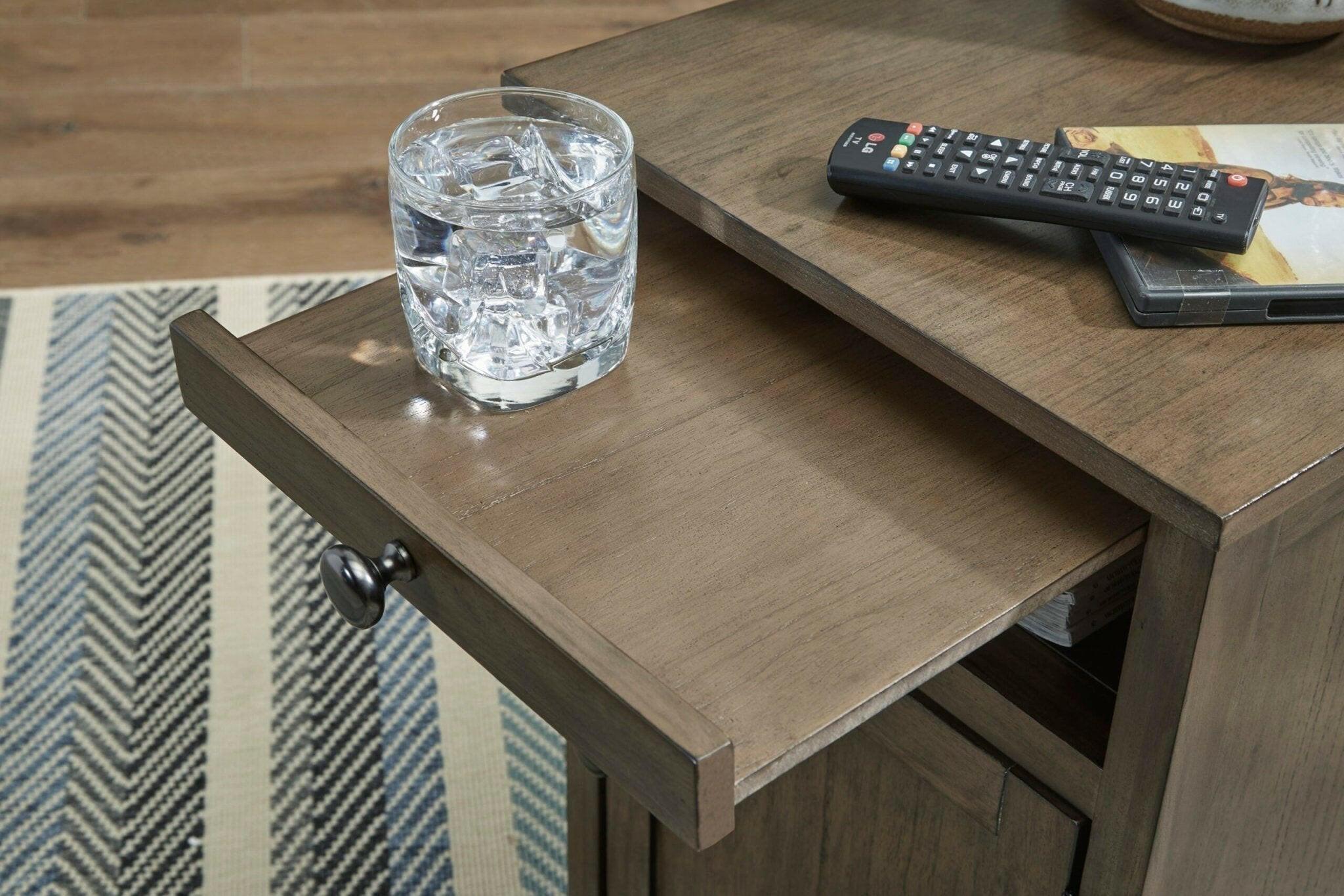 Treytown Gray Chairside End Table T300 217 - Modern Side Table for Living Room, Bedroom & Office - Small Accent Table with Storage Shelf