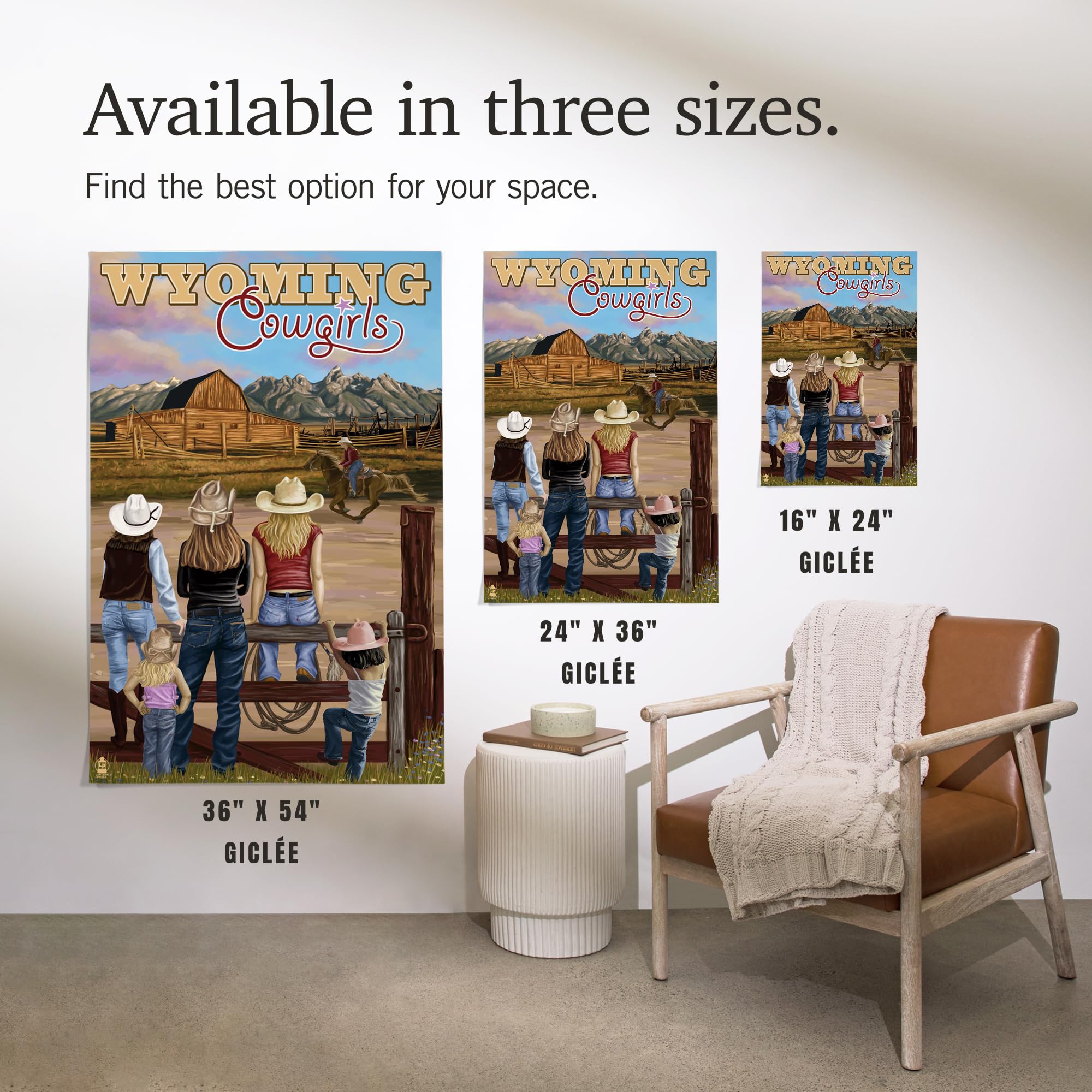 Wyoming Cowgirls 16x24 Inch Giclee Art Print - Premium Wall Decor for Western Home & Ranch Style Interior Design