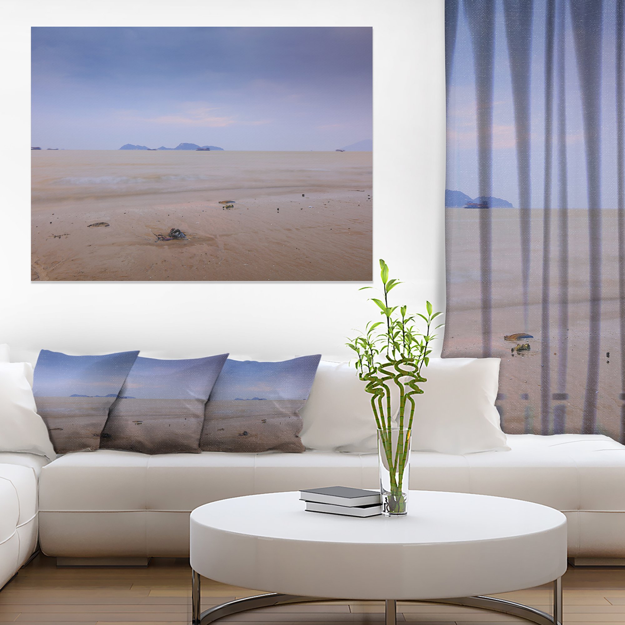 Soft Blue Sunset at Lung Kwu Tan Beach - Stunning Landscape Canvas Wall Art for Living Room, Bedroom & Office Decor
