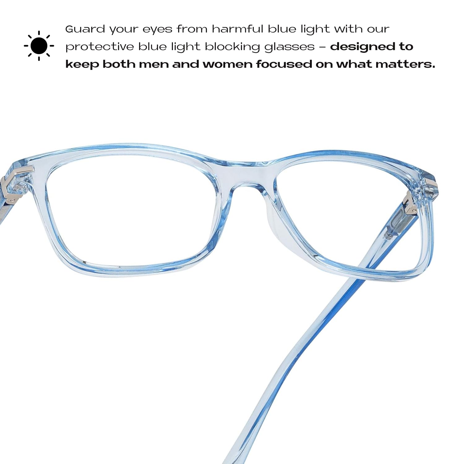 BOGO Readerest Blue Light Blocking Reading Glasses - Zero Magnification Computer Eyeglasses with Anti-Glare & UV Protection - Light Blue Thin Reflective Lens for Men & Women - Reduce Eye Strain for Office Work, Gaming & Screen Time