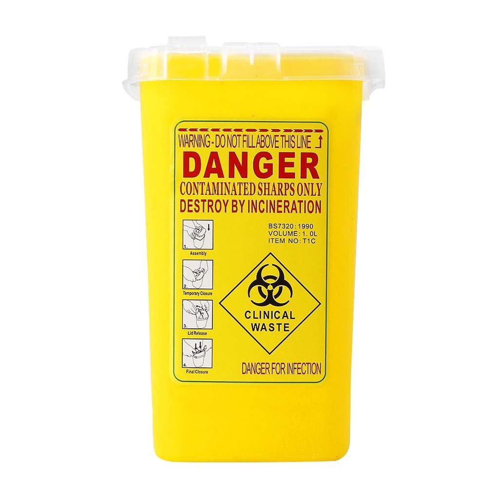 Sharps Needle Disposal Container - Red Biohazard Waste Bin for Safe Medical & Household Use | Perfect for Hospitals, Clinics, and Home Healthcare Storage