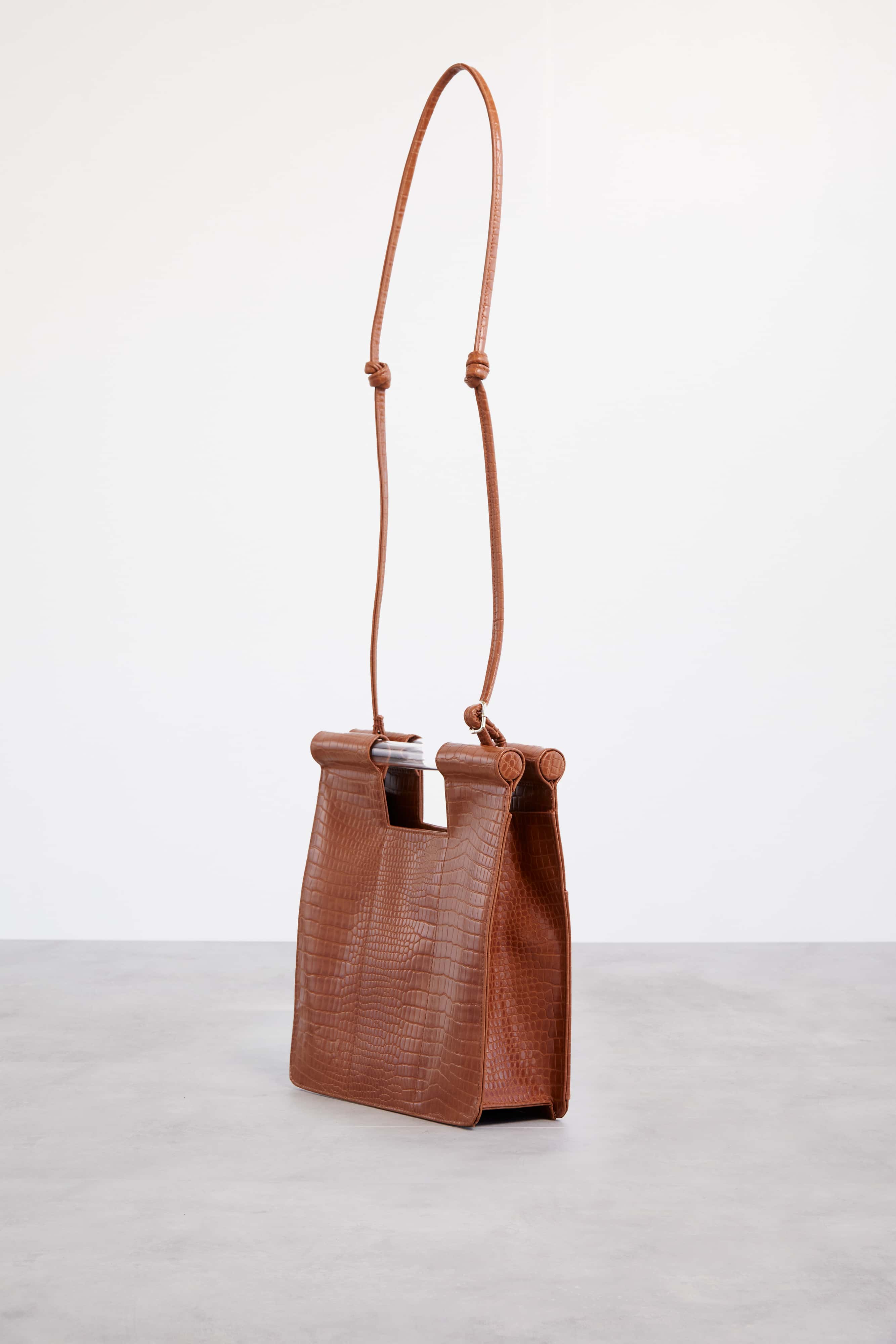Premium Genuine Leather Crossbody Bag in Elegant Cognac Croc Pattern - Perfect for Work, Travel & Everyday Use