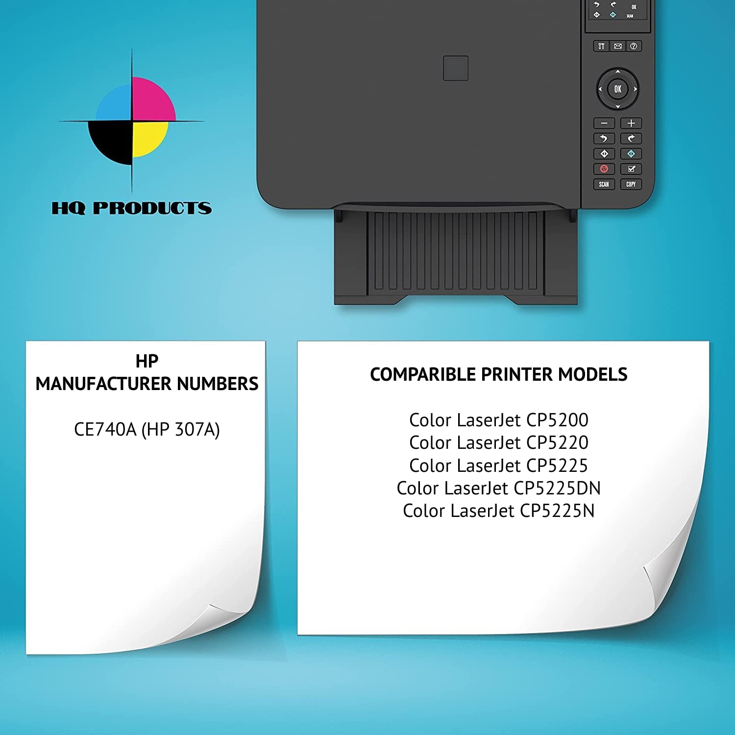 High-Quality Compatible Black Toner Cartridge for HP CE740A & 307A - Replacement for HP Color LaserJet CP5225n & CP5225dn Printers - Perfect for Office Printing & Business Documents