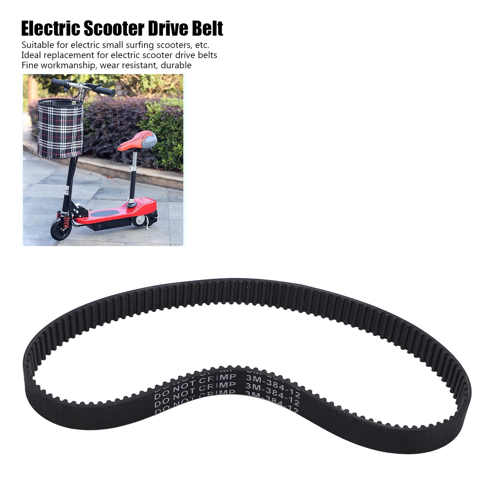 384-3 M-12 Electric Scooter Drive Belt 16T 8mm Timing Pulley - Replacement Rubber Timing Belt for Electric Scooters - Perfect for DIY Repairs & Scooter Maintenance Accessories