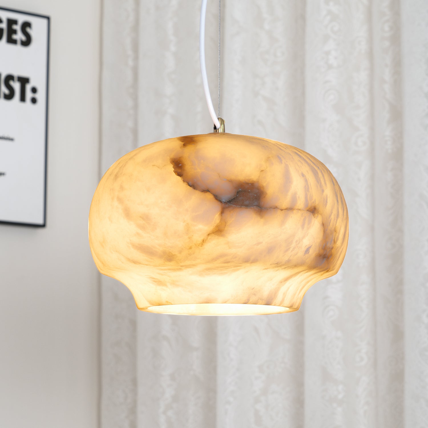 Camille Alabaster Pendant Lamp - Elegant Handcrafted Glass Ceiling Light Fixture for Dining Room, Kitchen Island & Bedroom Lighting