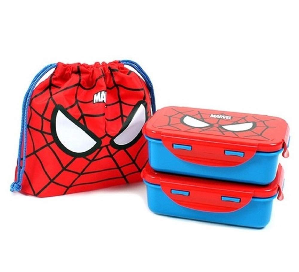 Spider Man Insulated Lunch Box for Kids - Airtight & Leak Proof Bento Box with Marble Design - Perfect for School, Picnics & Travel