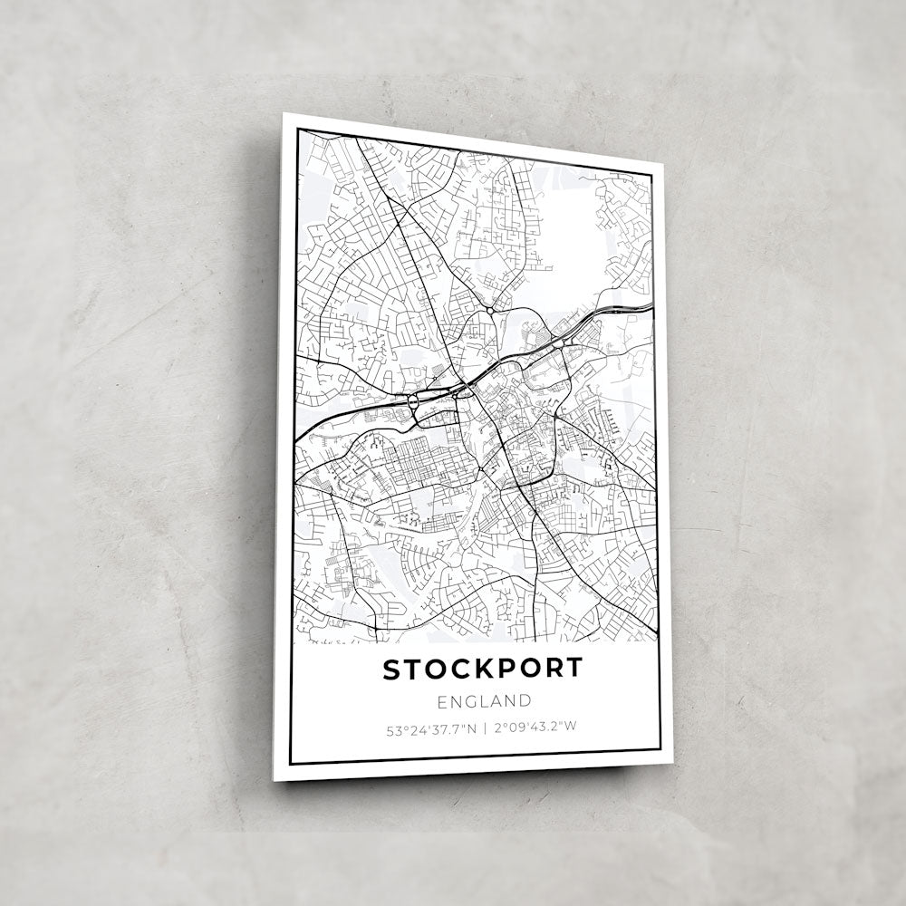 Stockport Map Glass Wall Art - Elegant Home Decor for Living Room, Office & Gifts - Perfect for Map Lovers & Travel Enthusiasts
